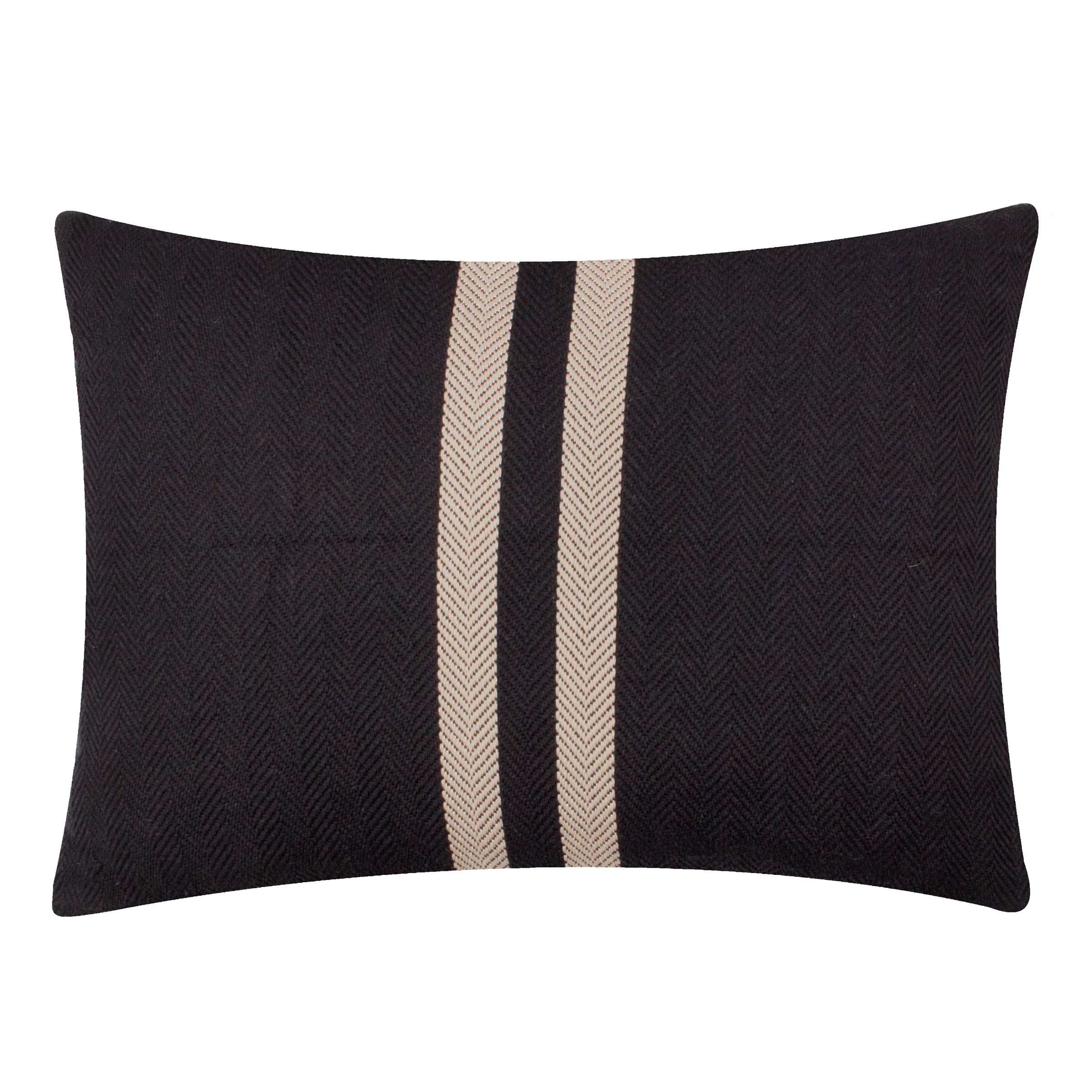 Benton Herringbone twill cotton cushion in Black 40 x 50cm