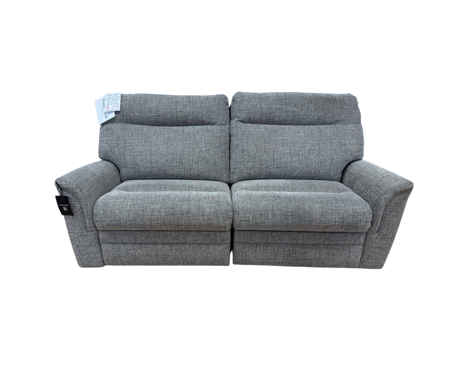 Parker Knoll Colorado split 3 seater electric reclining sofa with lumbar support in mid grey mix weave fabric
