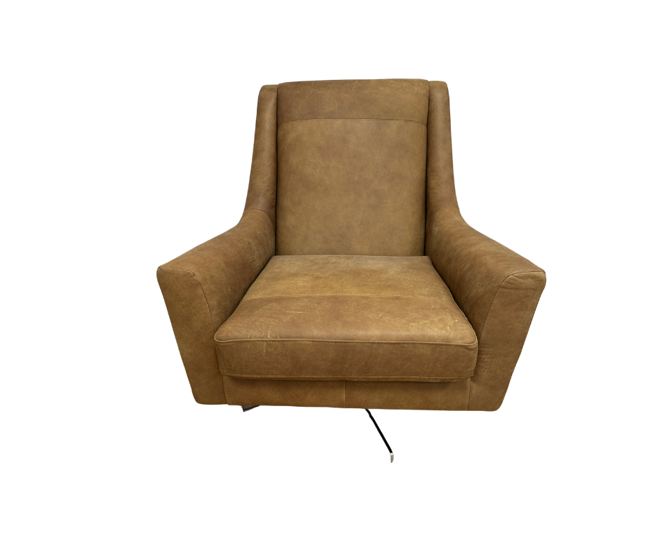 Salute large swivel chair in Napoli tan brown leather
