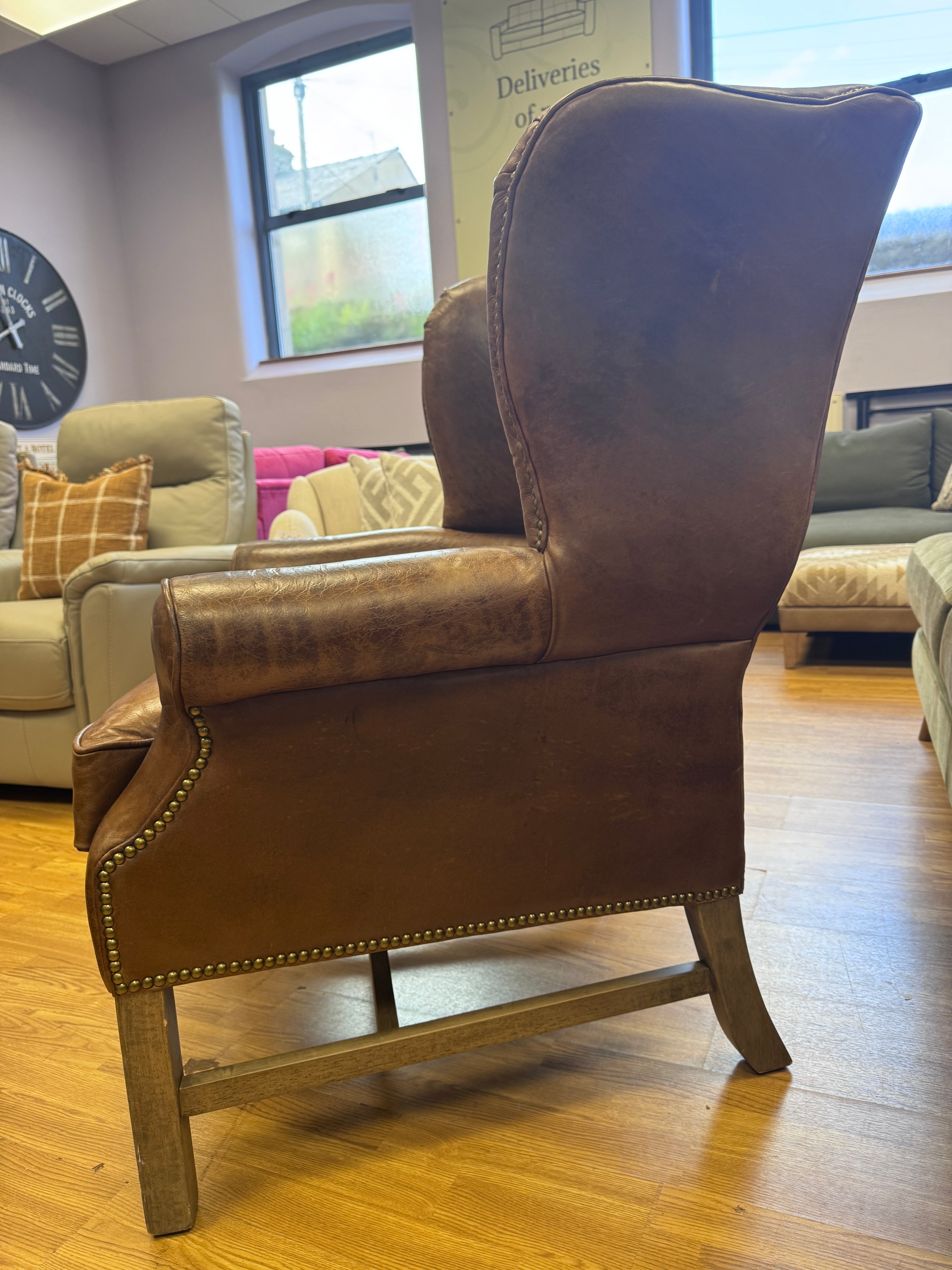 Halo wingback armchair in Cognac leather