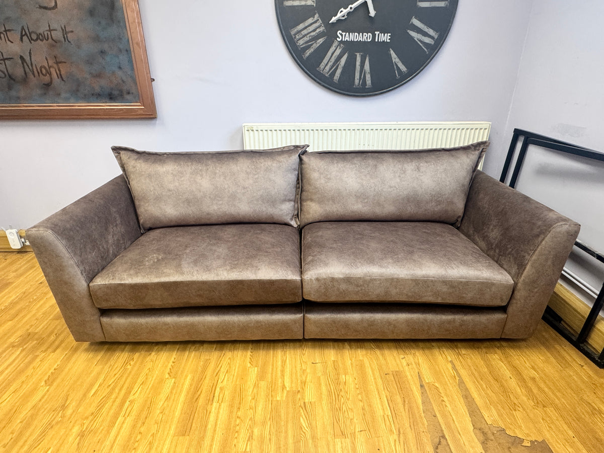 Matteo 4 seater split sofa in Kenzo Chocolate brown marble velvet