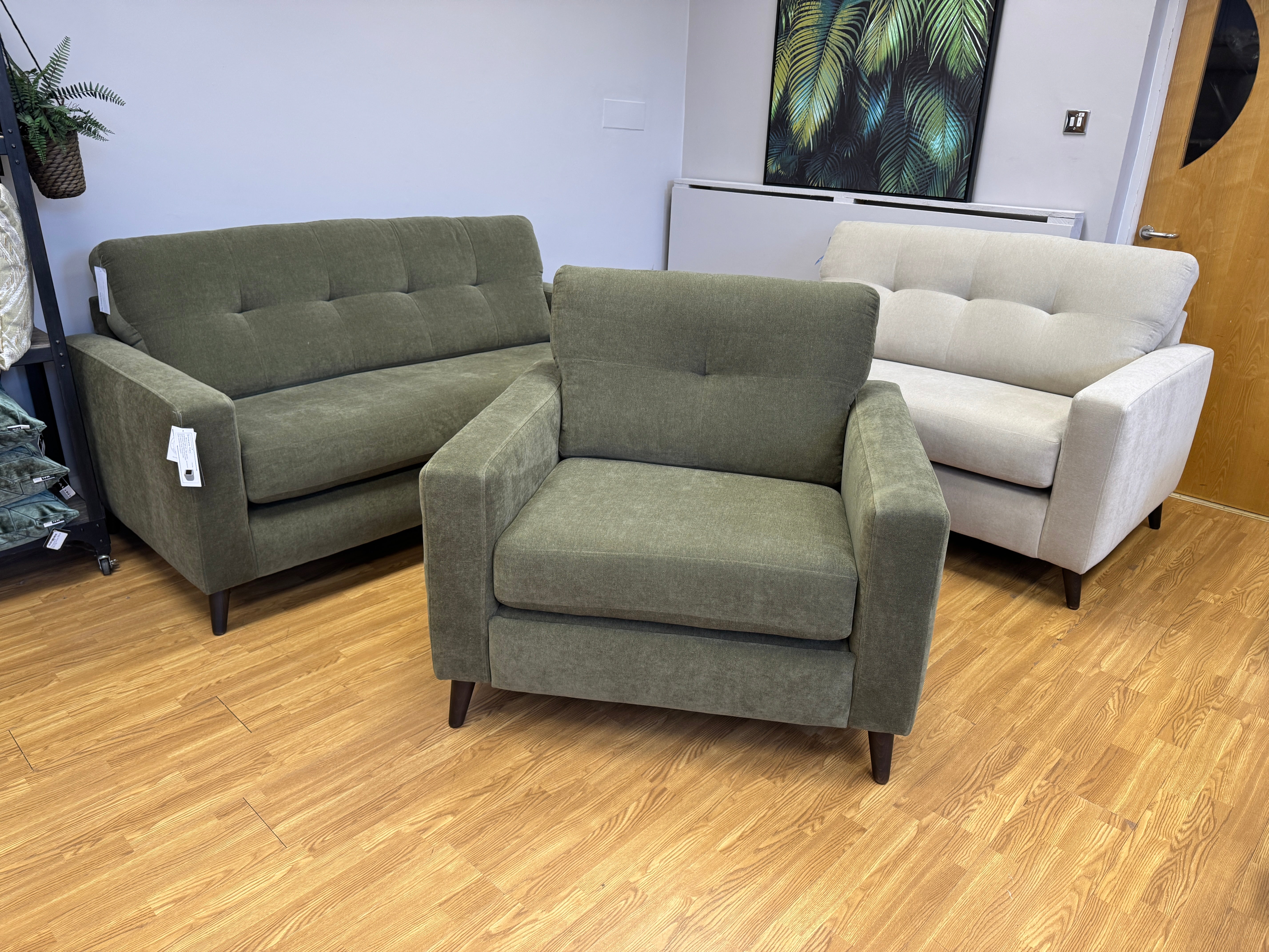 Lilly Easy Lounger accent chair with electric footrest in Freya Palmer green fabric