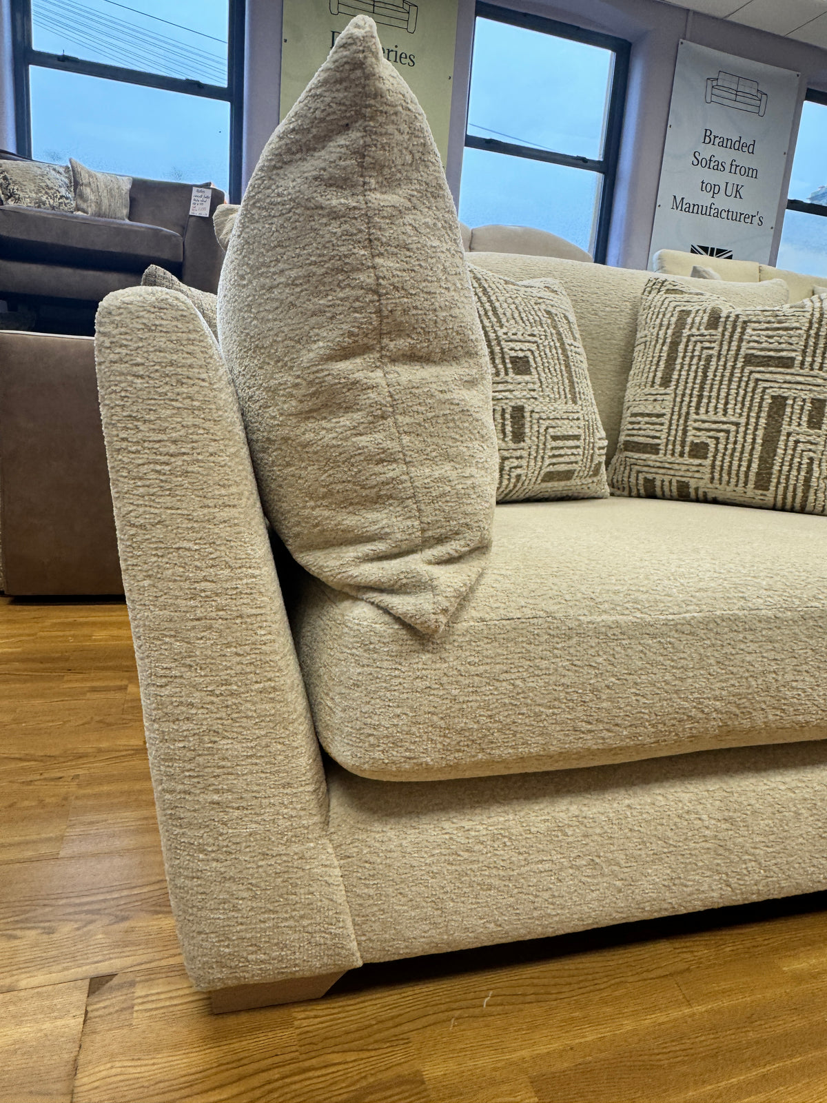 Tallulah large loveseat in cosy cream boucle fabric