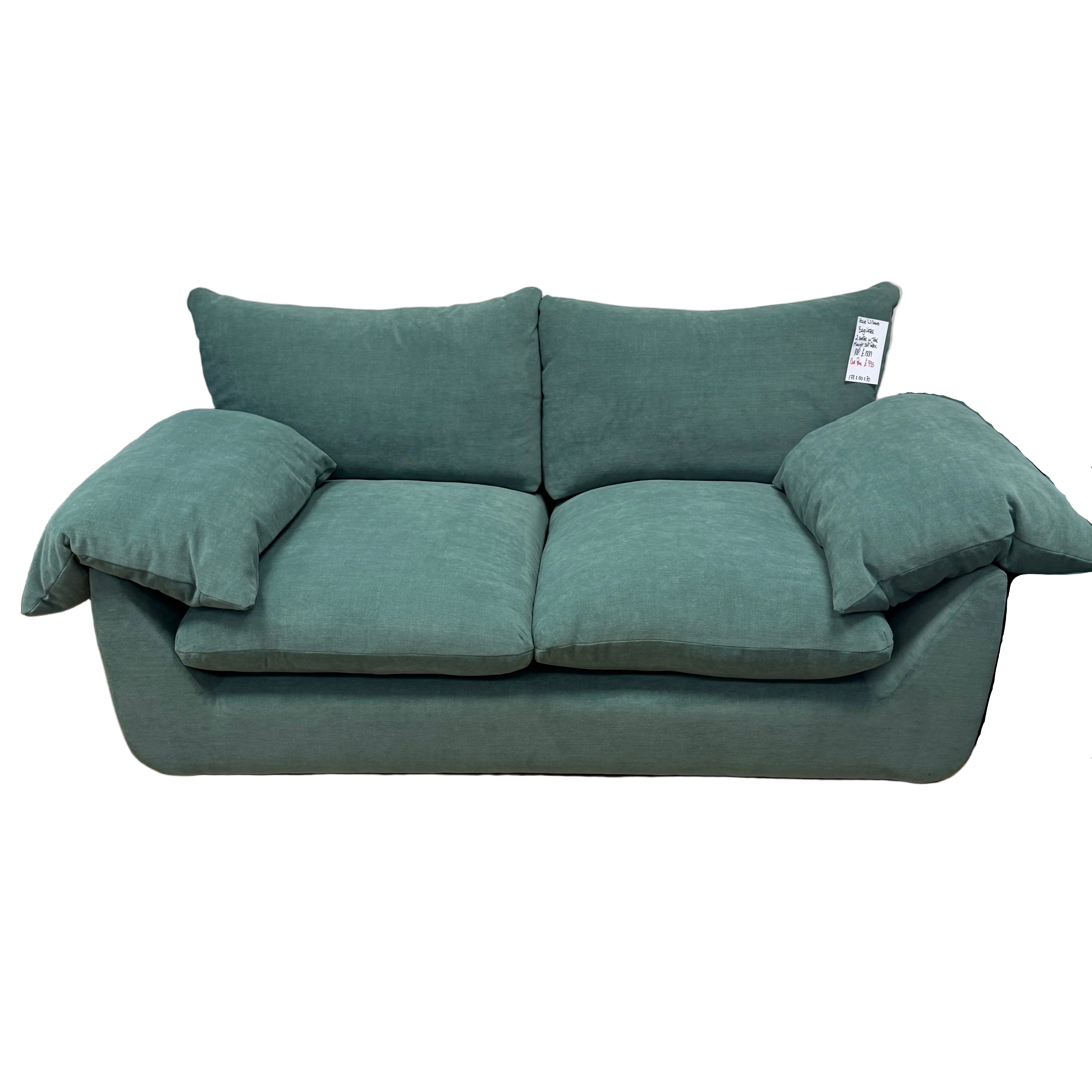 Bayside 2 seater sofa in Teal Midnight soft fabric