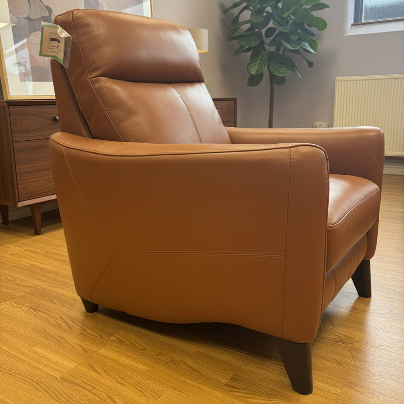 Contempo armchair in Pecan tan brown leather (pair available)