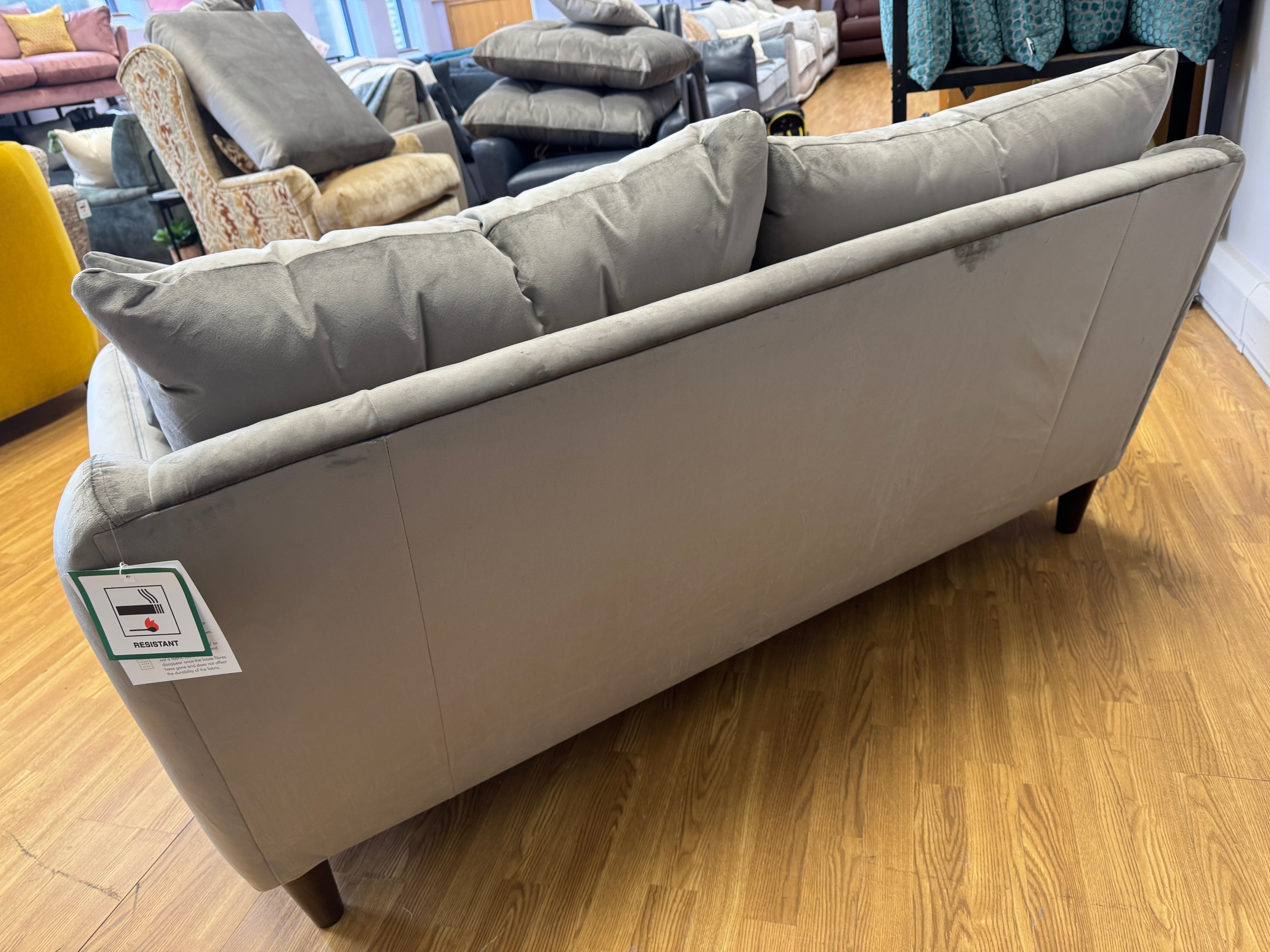 Ambleside 3 seater standard back sofa in Lumino Slate velvet