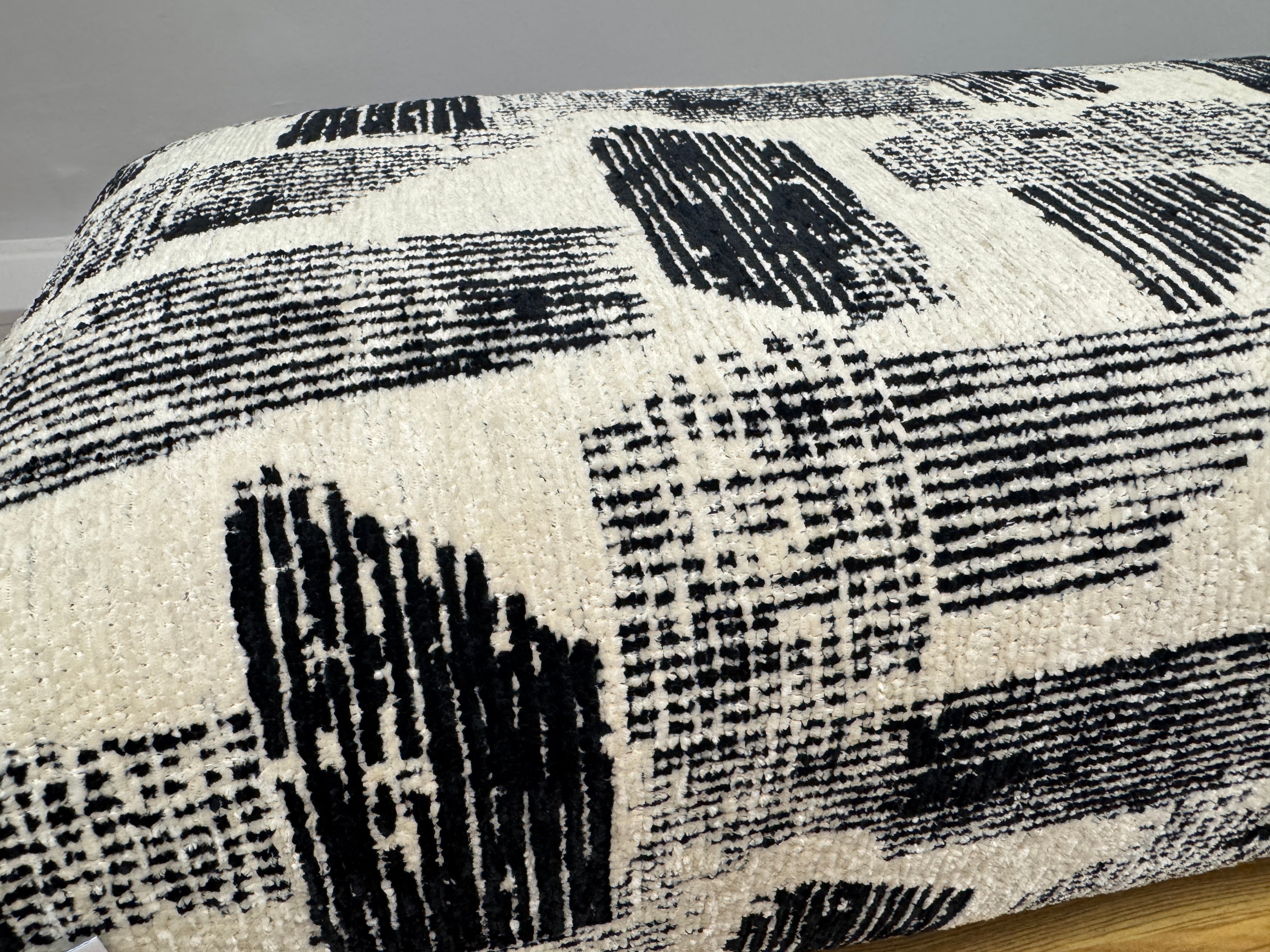 James long bench padded footstool in Maverick Mono fabric