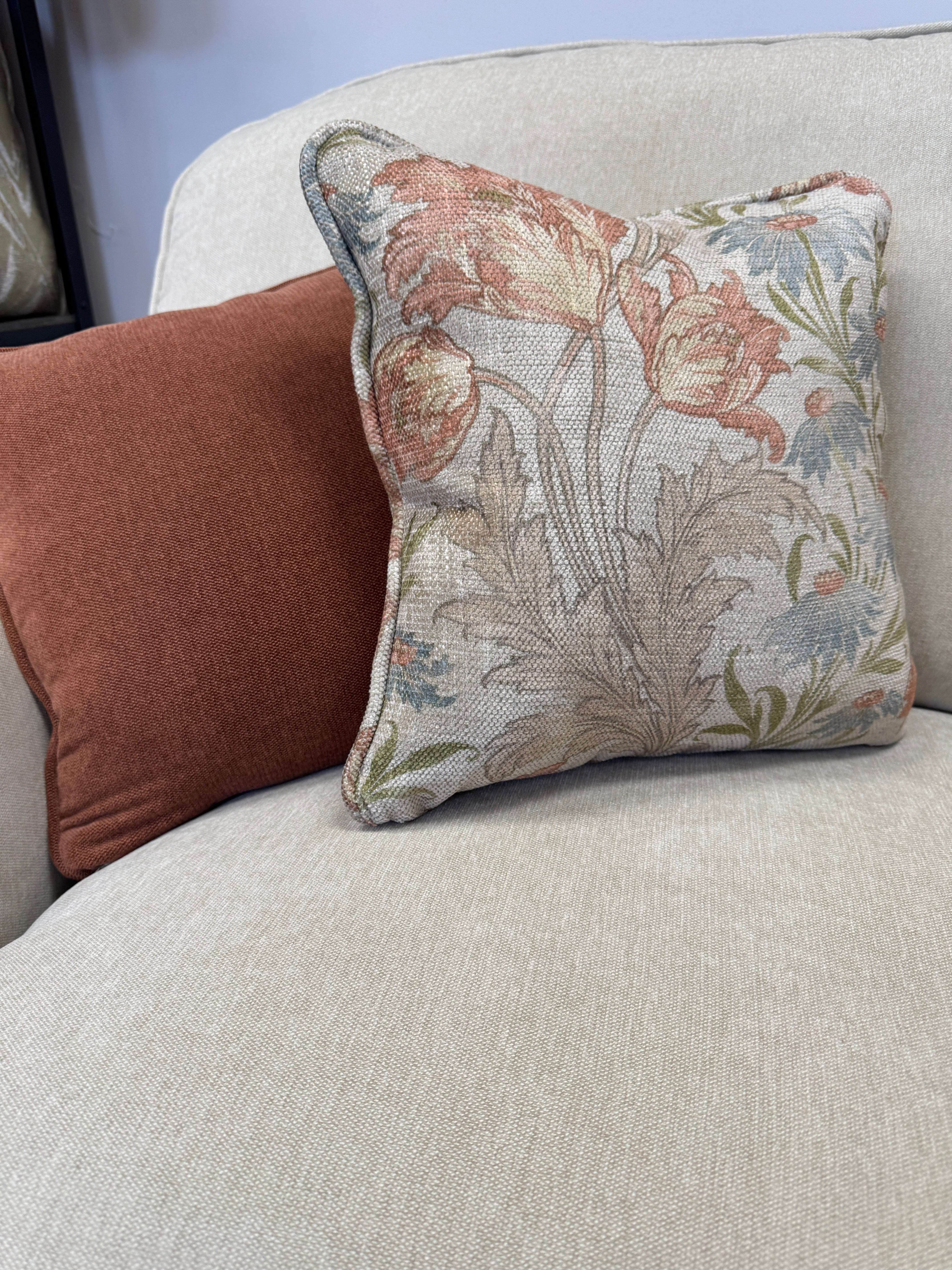Beatrix 2 Seater Sofa in Freya Oatmeal fabric