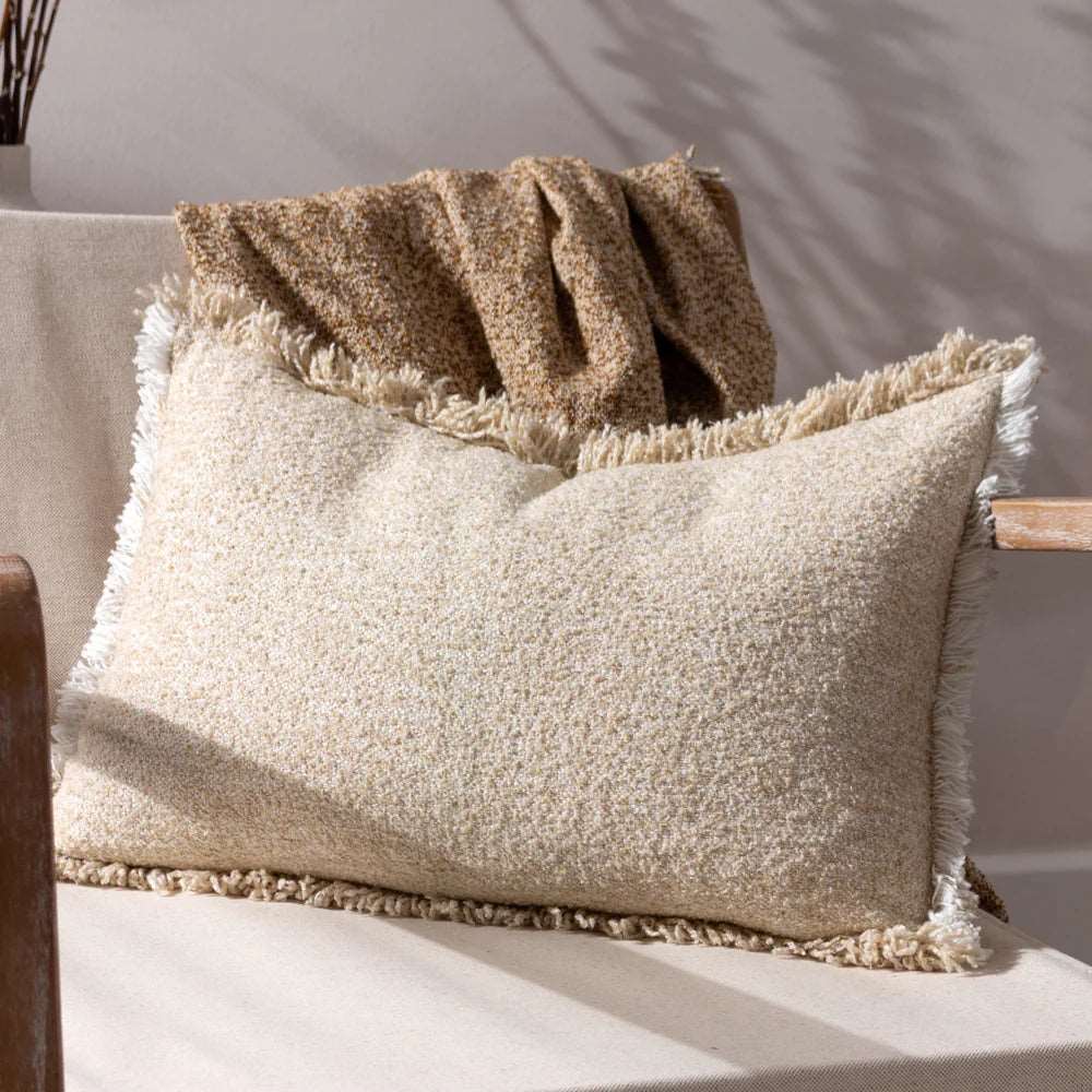 Doze dual tone luxury boucle cushion in Natural 40 x 60cm