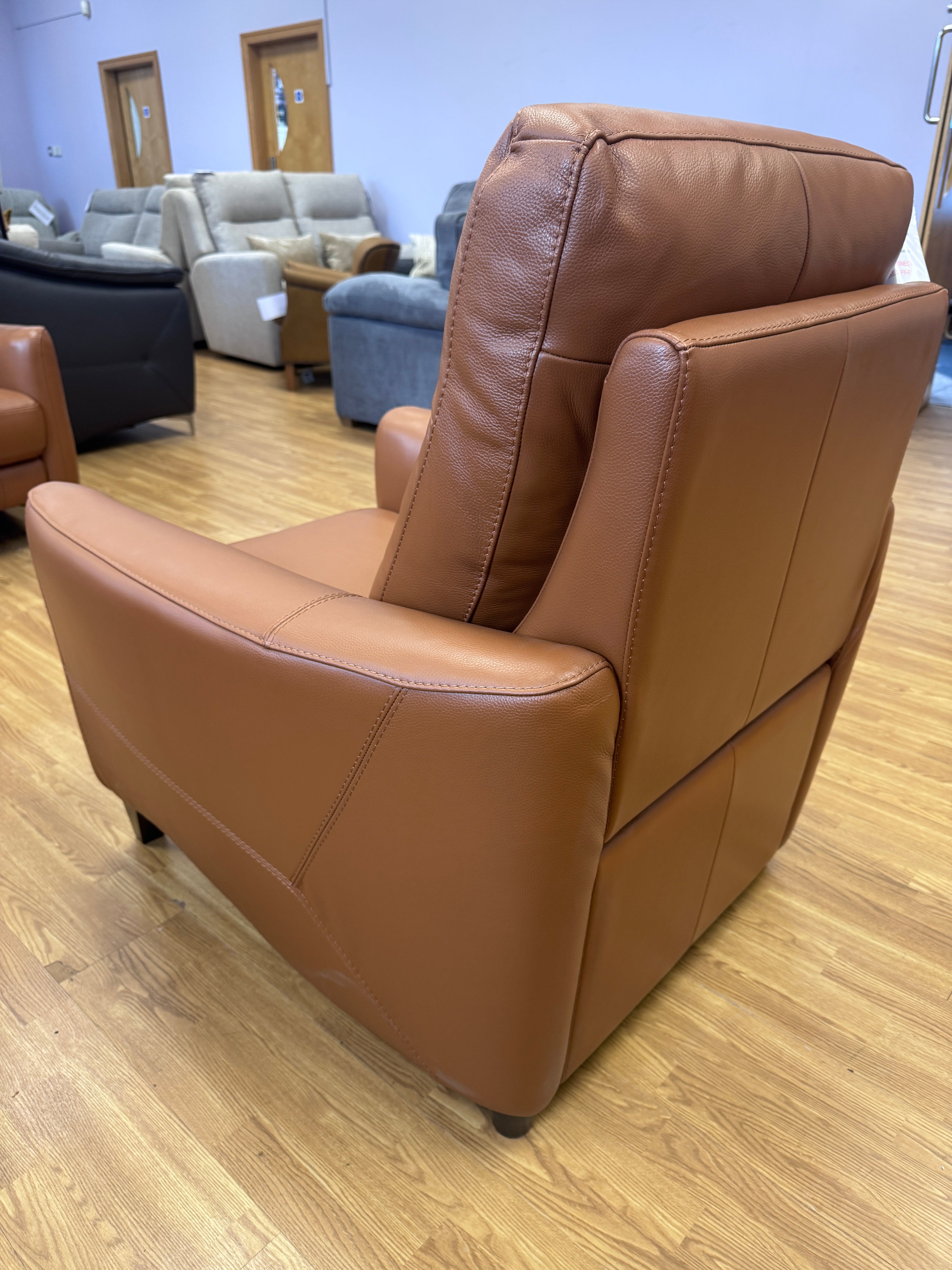 Contempo armchair in Pecan tan brown leather (pair available)
