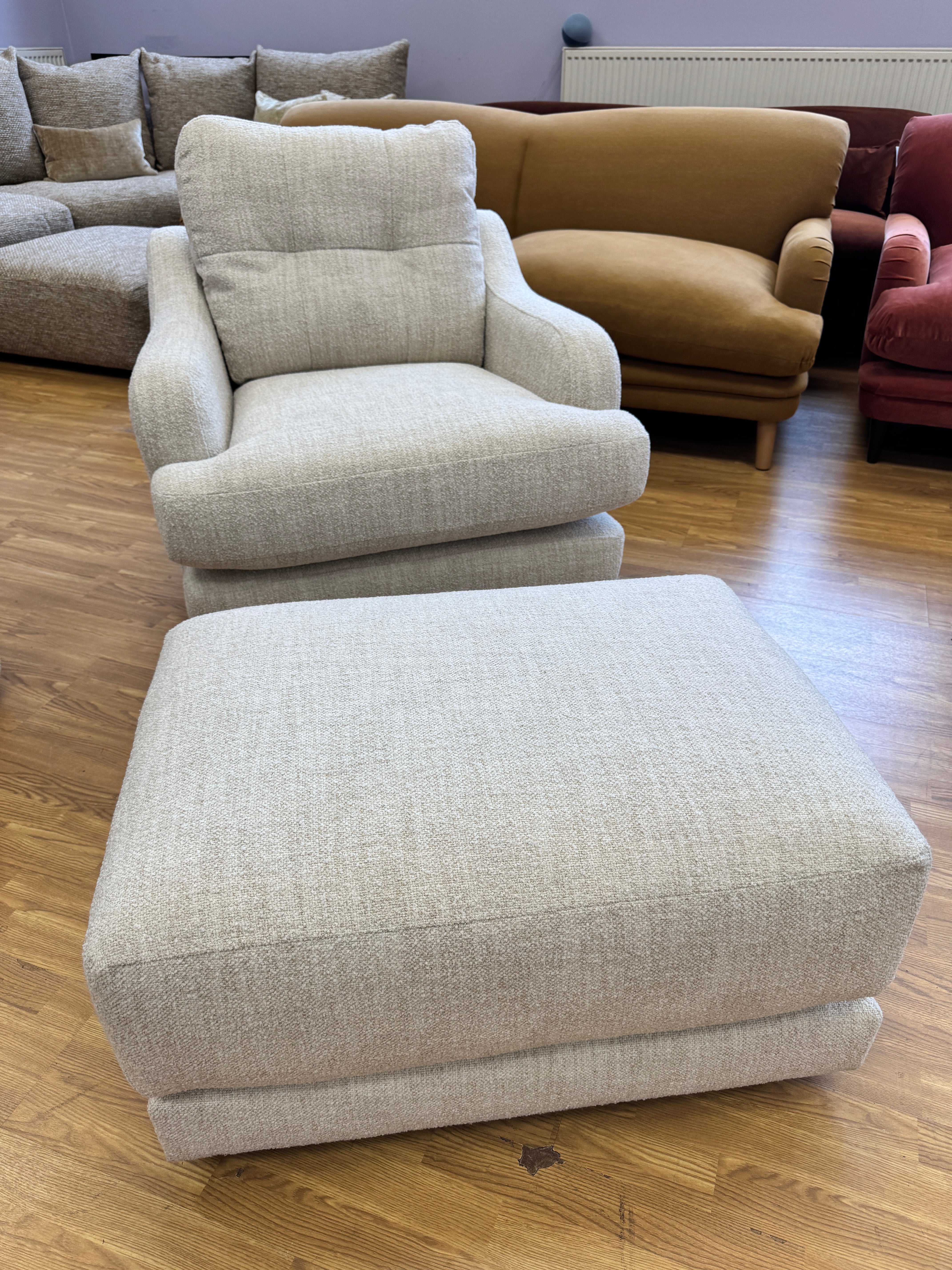 Rowan accent chair in Natural mix weave boucle fabric