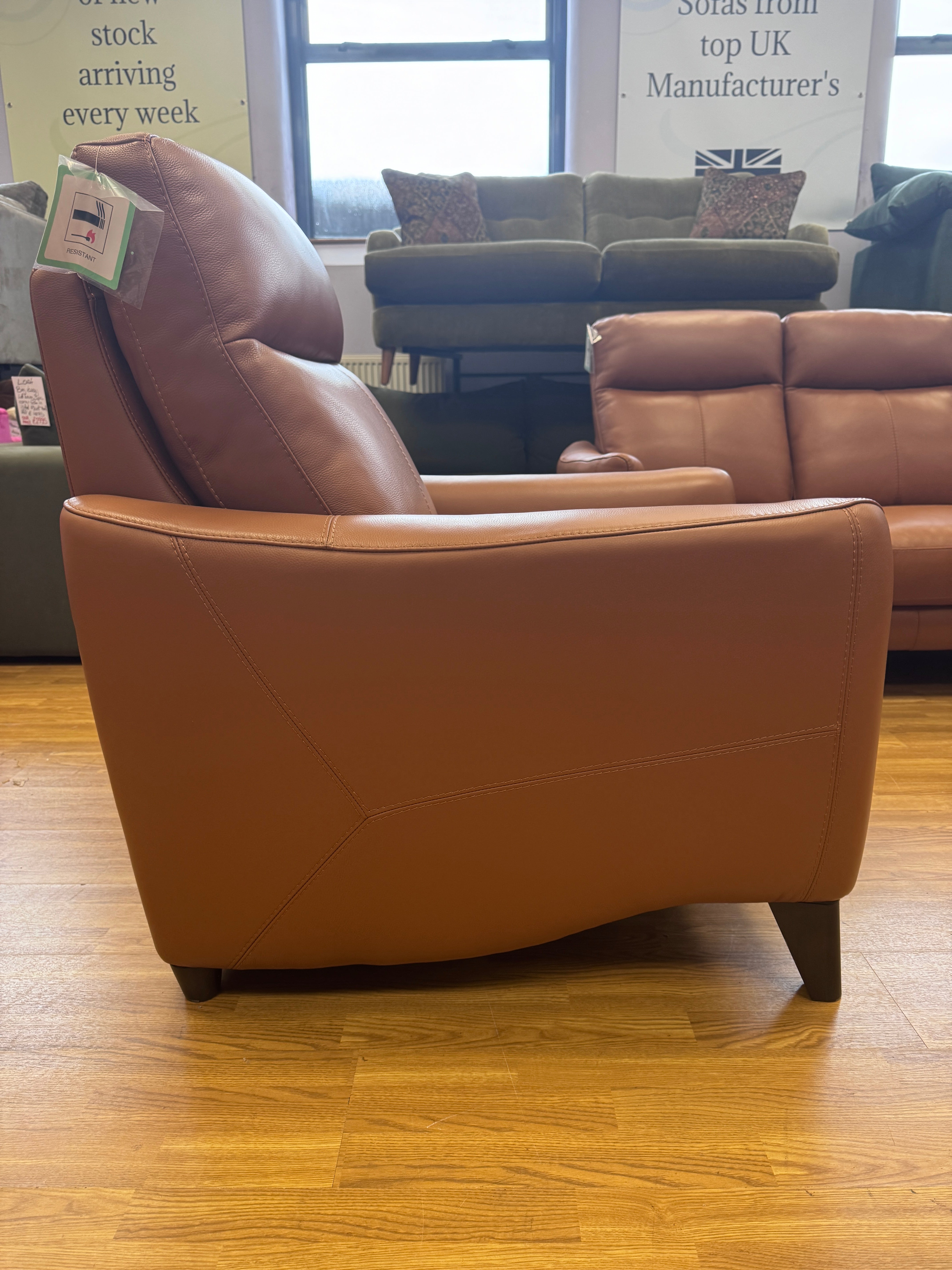 Contempo armchair in Pecan tan brown leather (pair available)