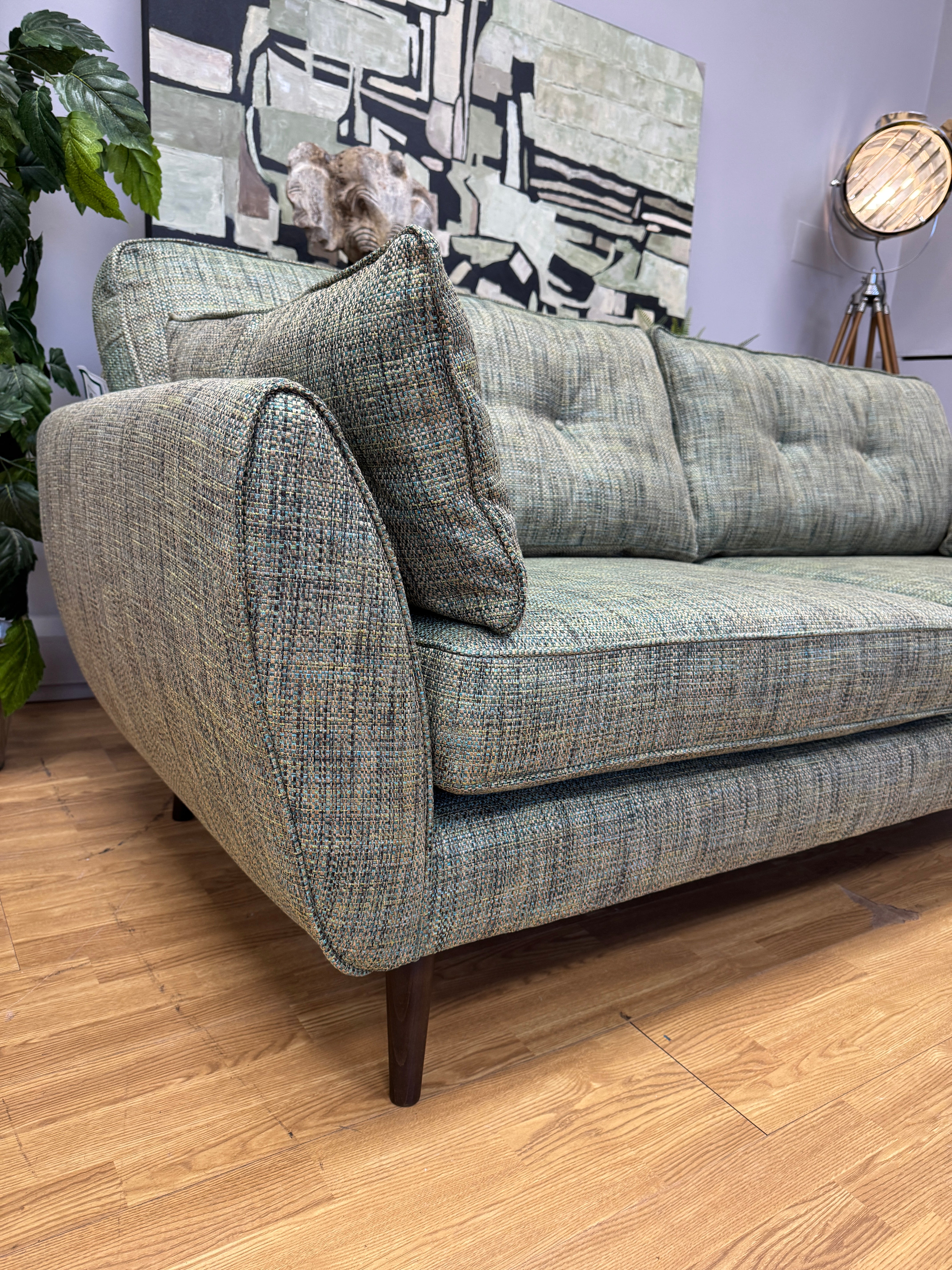 French Connection Zinc large 4 seater standard back sofa in Molten Fern green mix weave