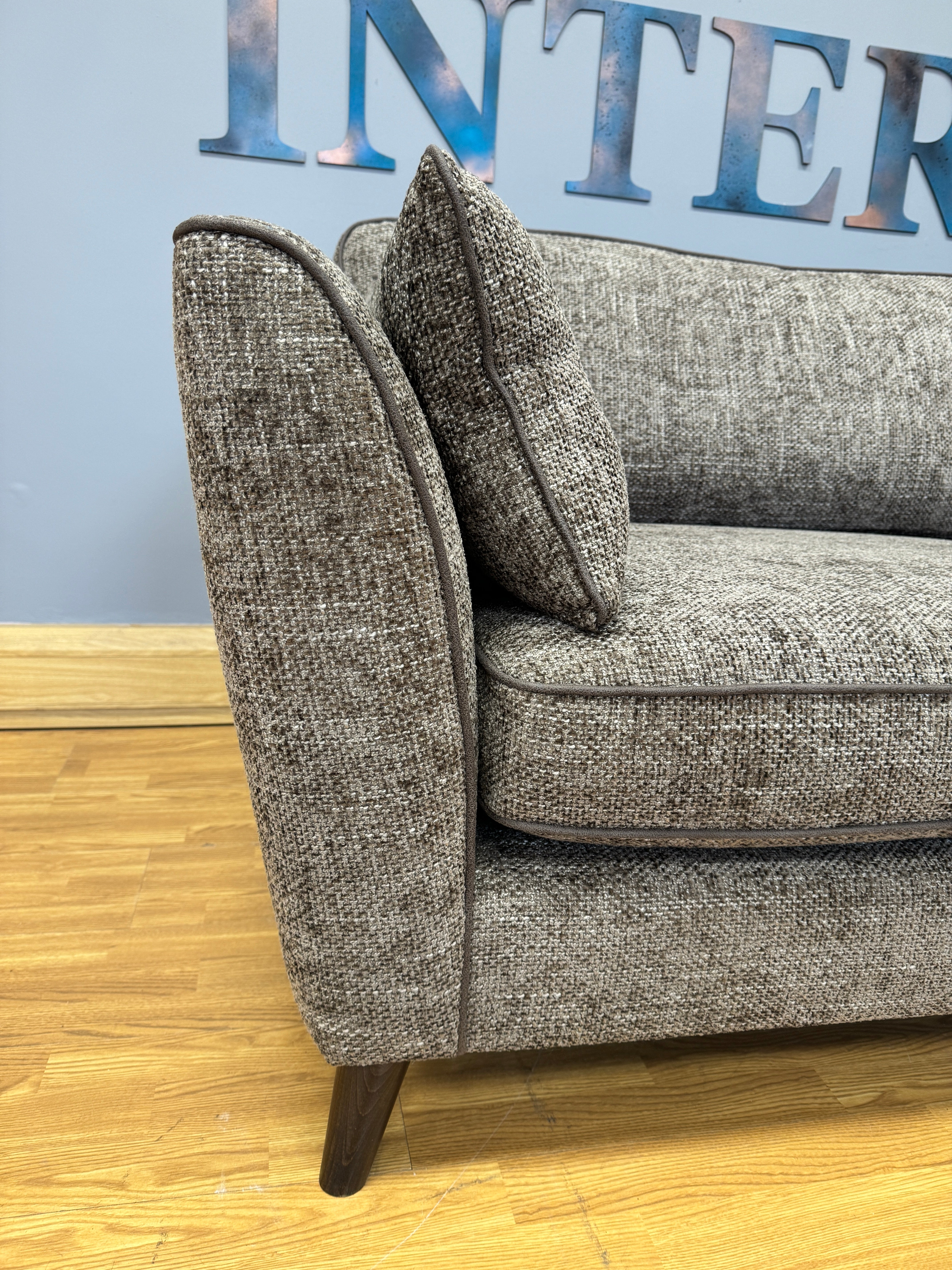 Hallie 4 seater sofa in chocolate brown chunky chenille weave fabric