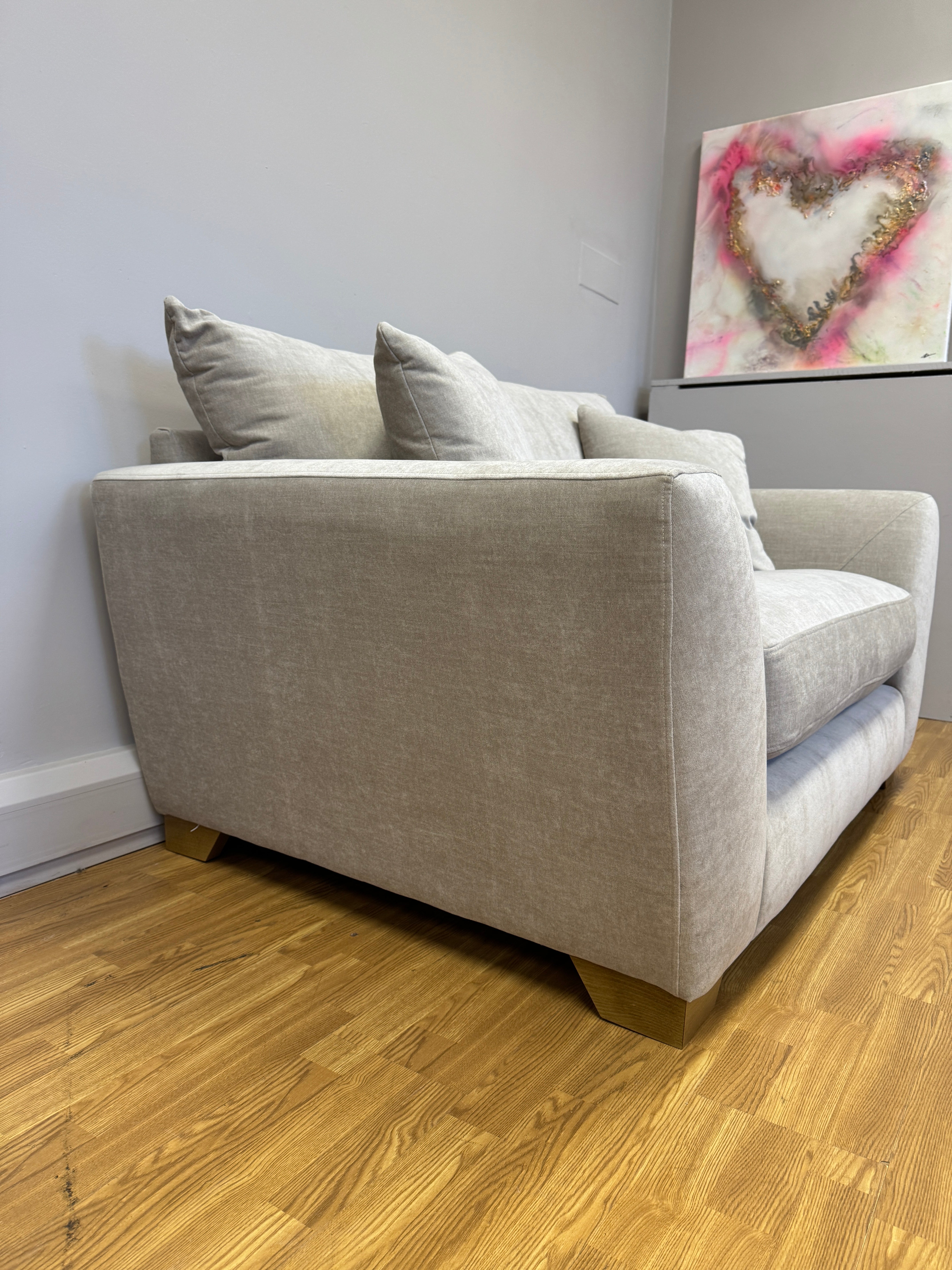 Mala large loveseat in Ellis Bamboo brushed cotton fabric