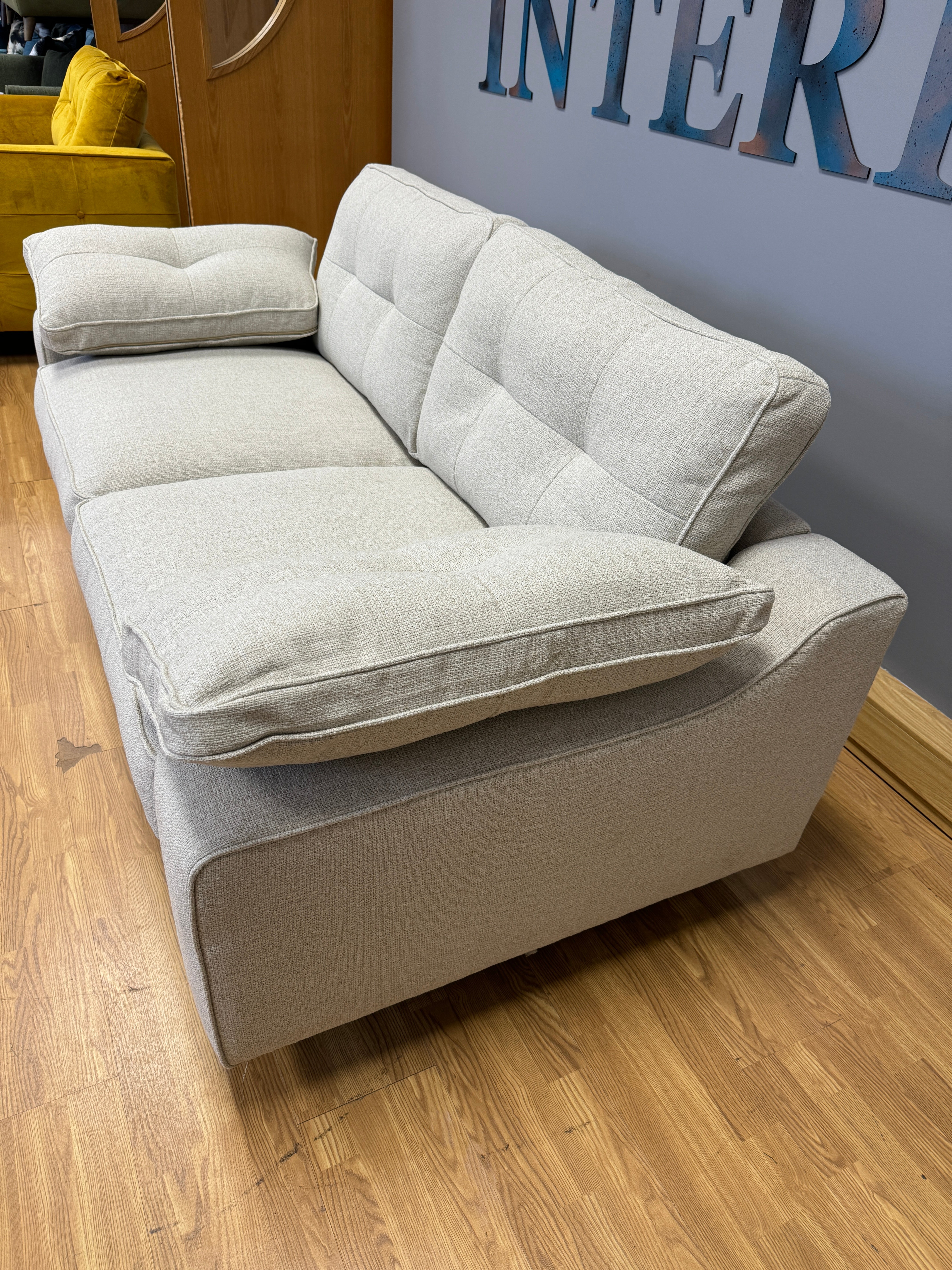 Kent 2 seater standard back sofa in natural weave fabric