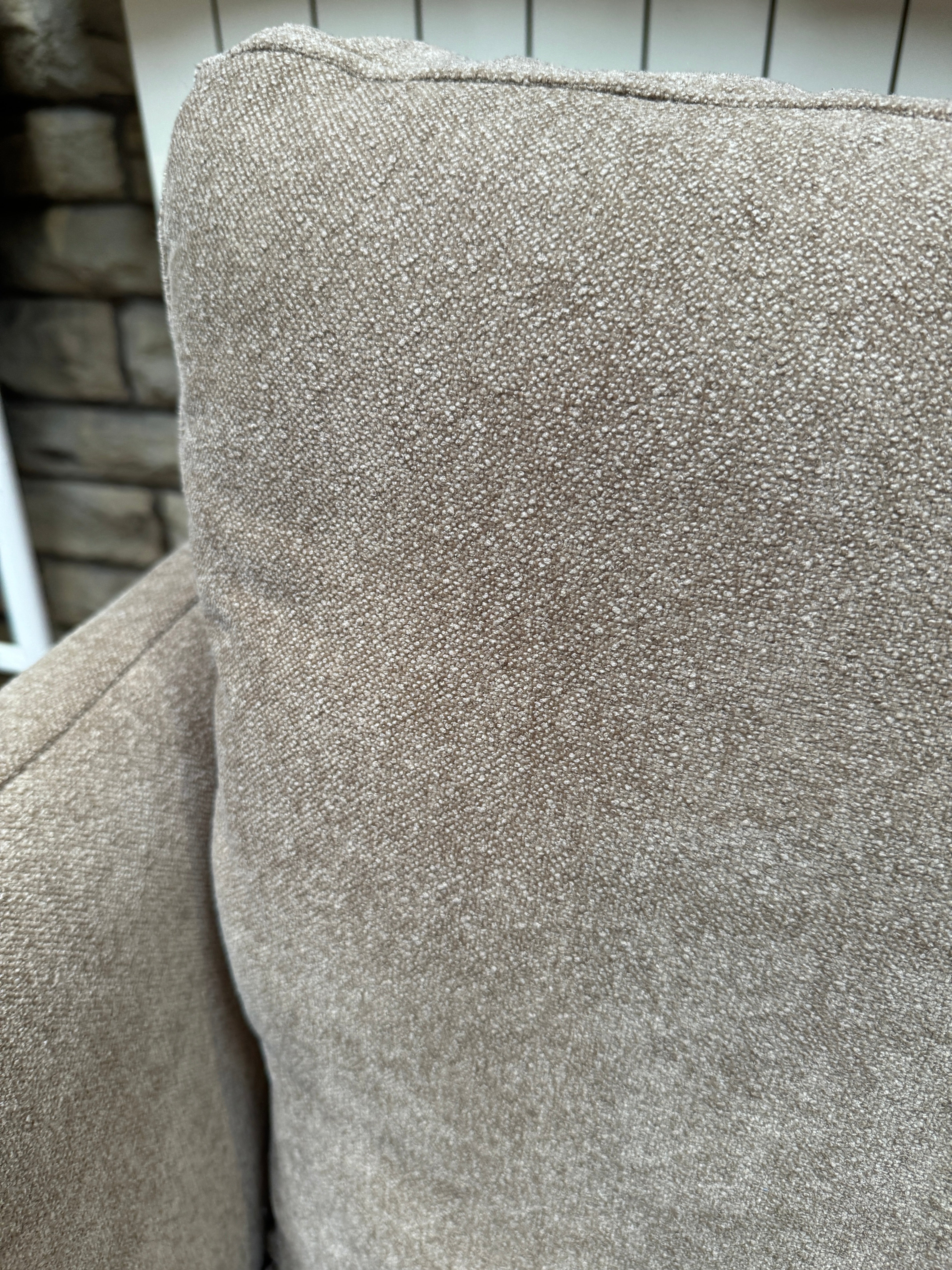 Warren square profile armchair in mink bobby boucle fabric