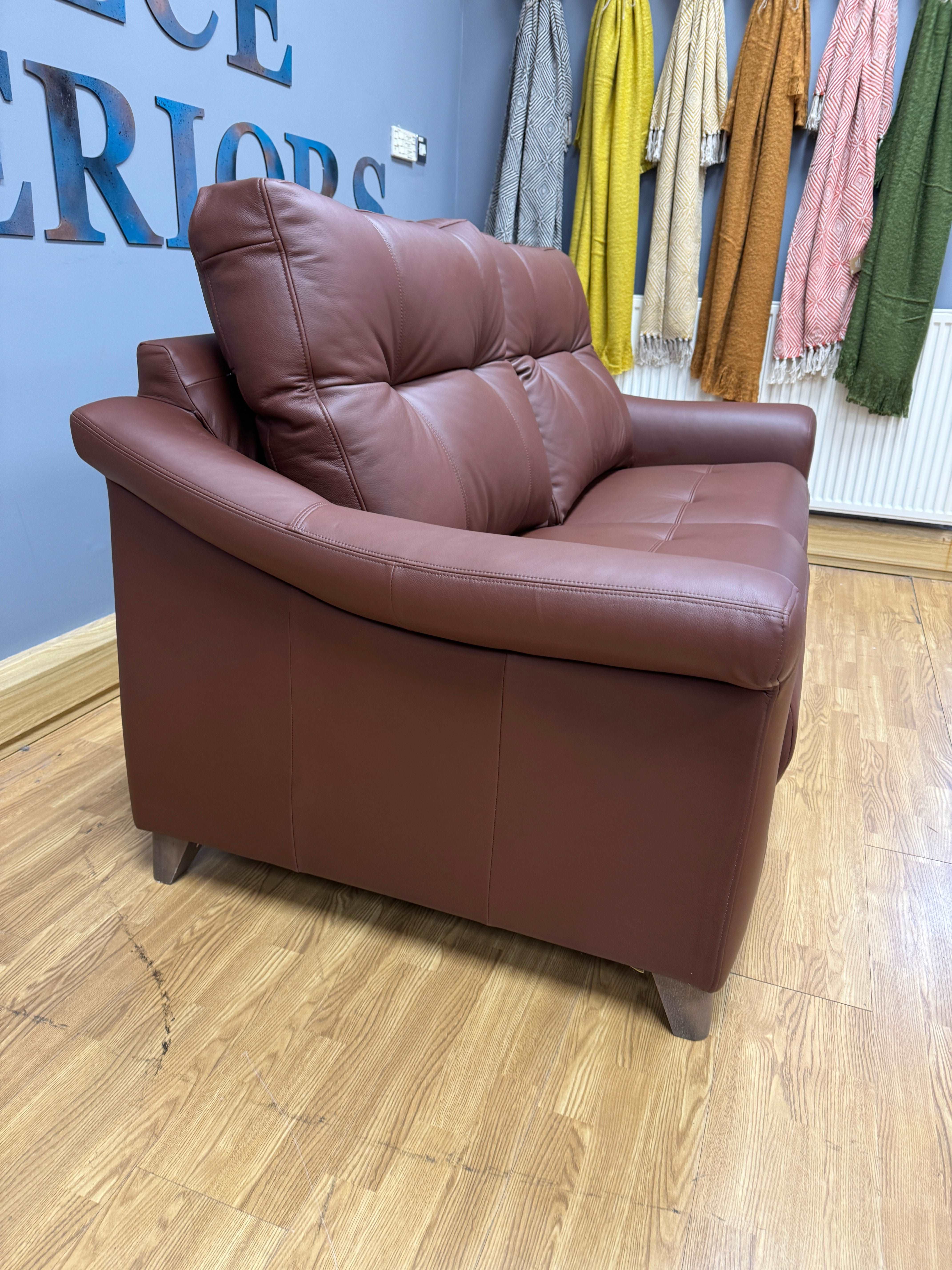 G Plan Riley 3 seater high back sofa in Cambridge Conker (brown) leather RRP £3145