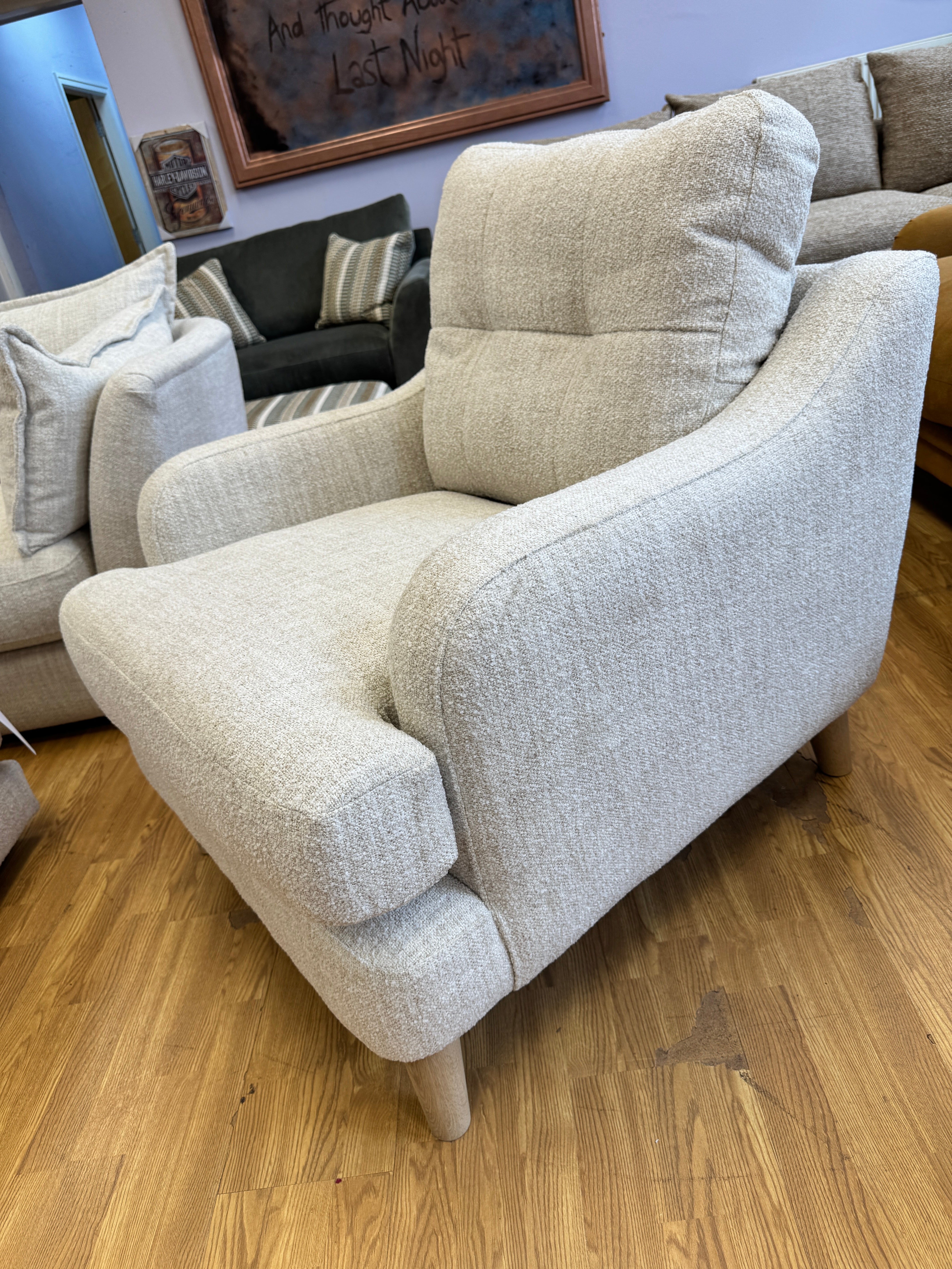 Rowan accent chair in Natural mix weave boucle fabric