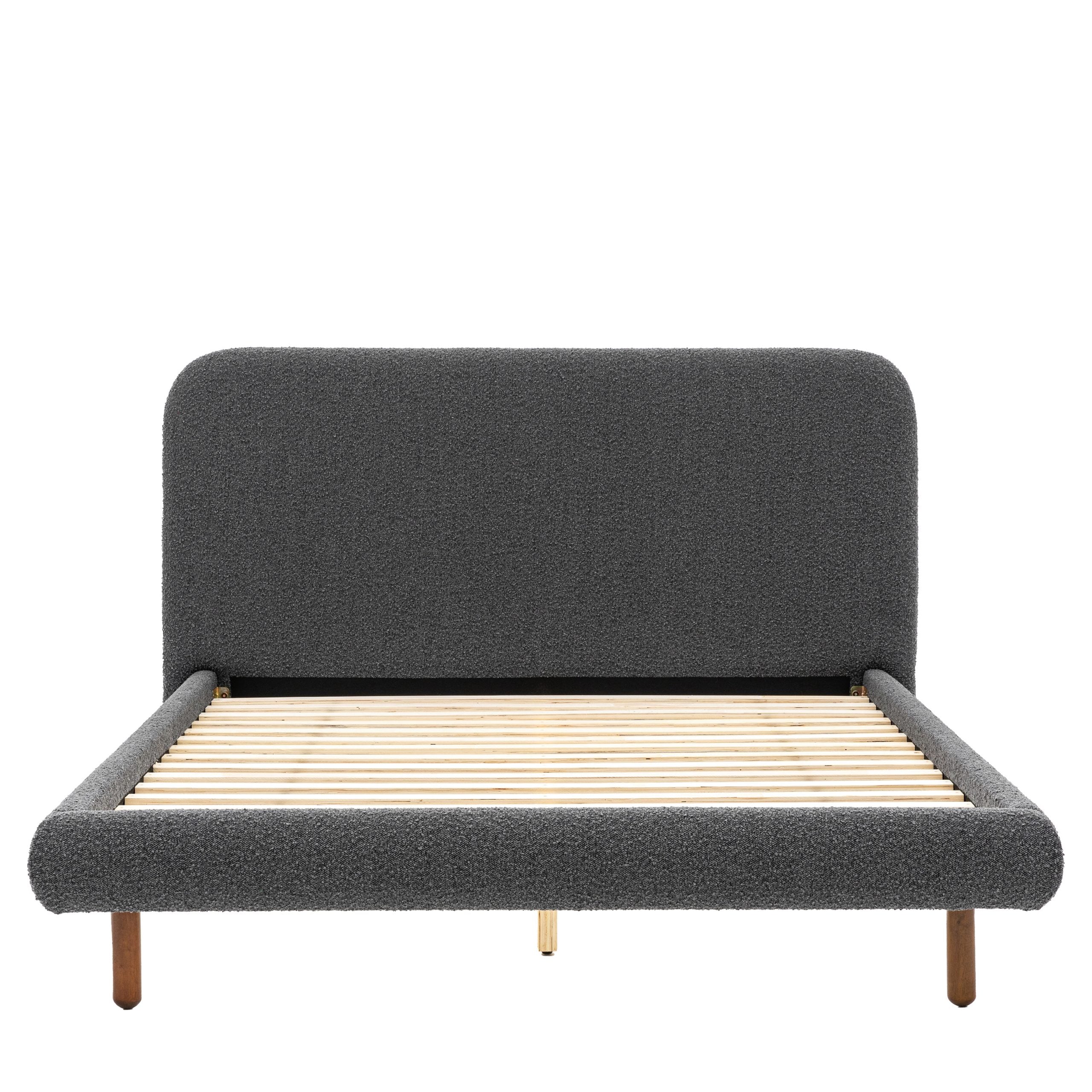 Romiley Boucle fabric King size Bed frame - available in Stone grey & Charcoal