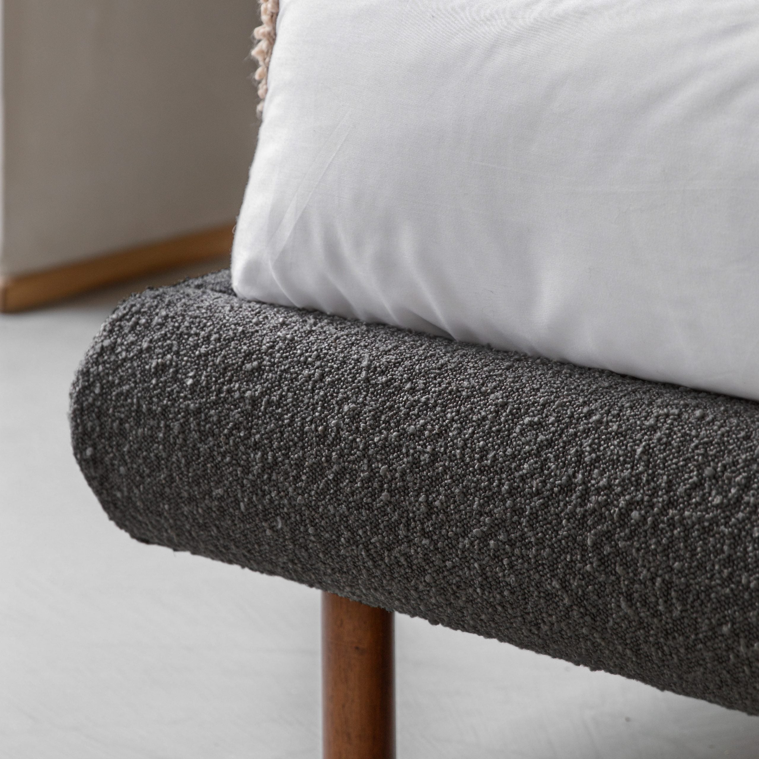 Romiley Boucle fabric King size Bed frame - available in Stone grey & Charcoal