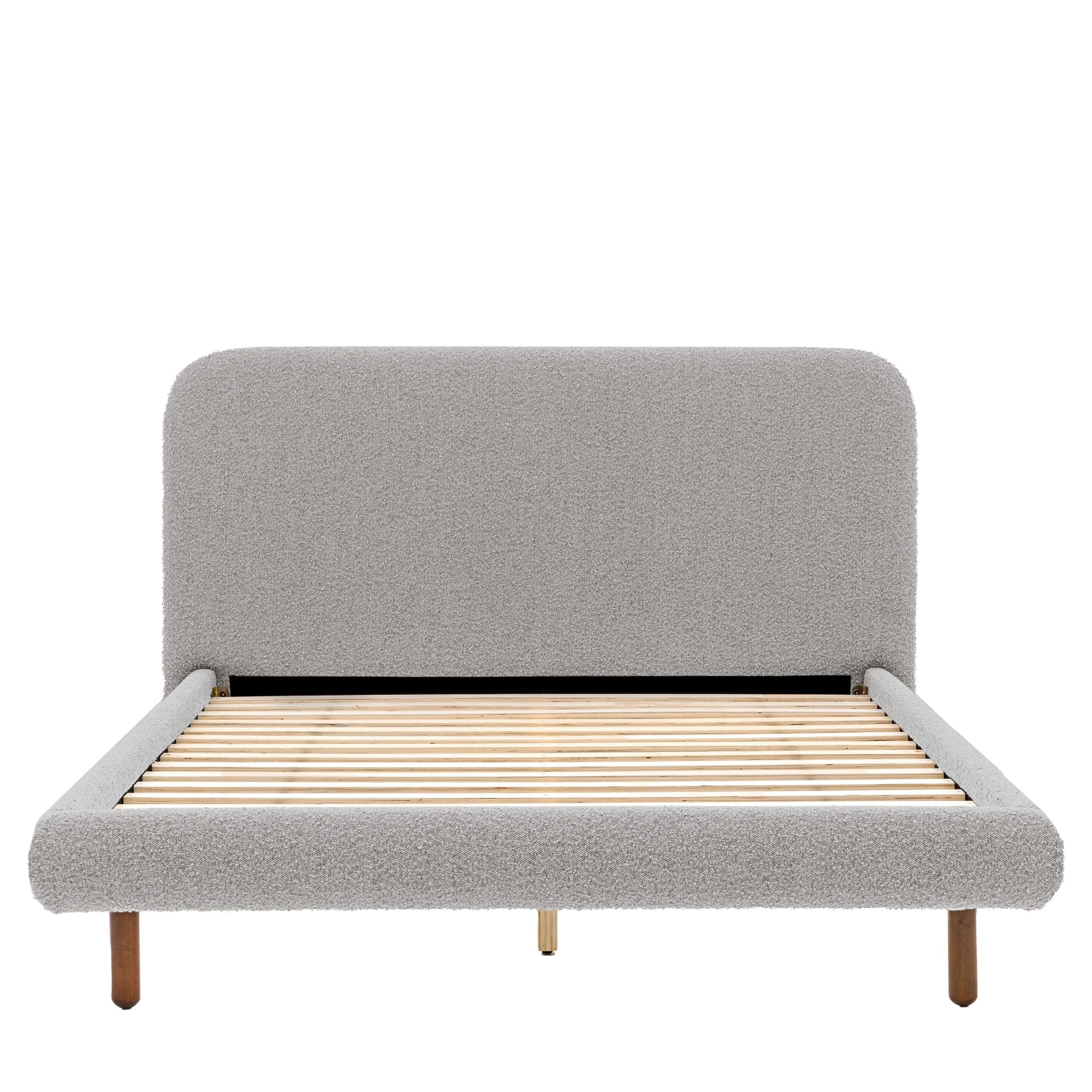 Romiley Boucle fabric Double Bed frame - available in Stone grey & Charcoal