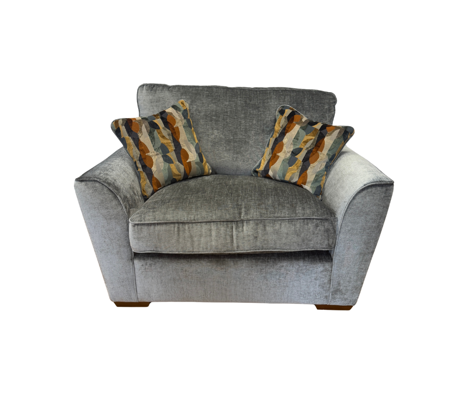 Foxford loveseat in Dion Flagstone (dark grey) fabric