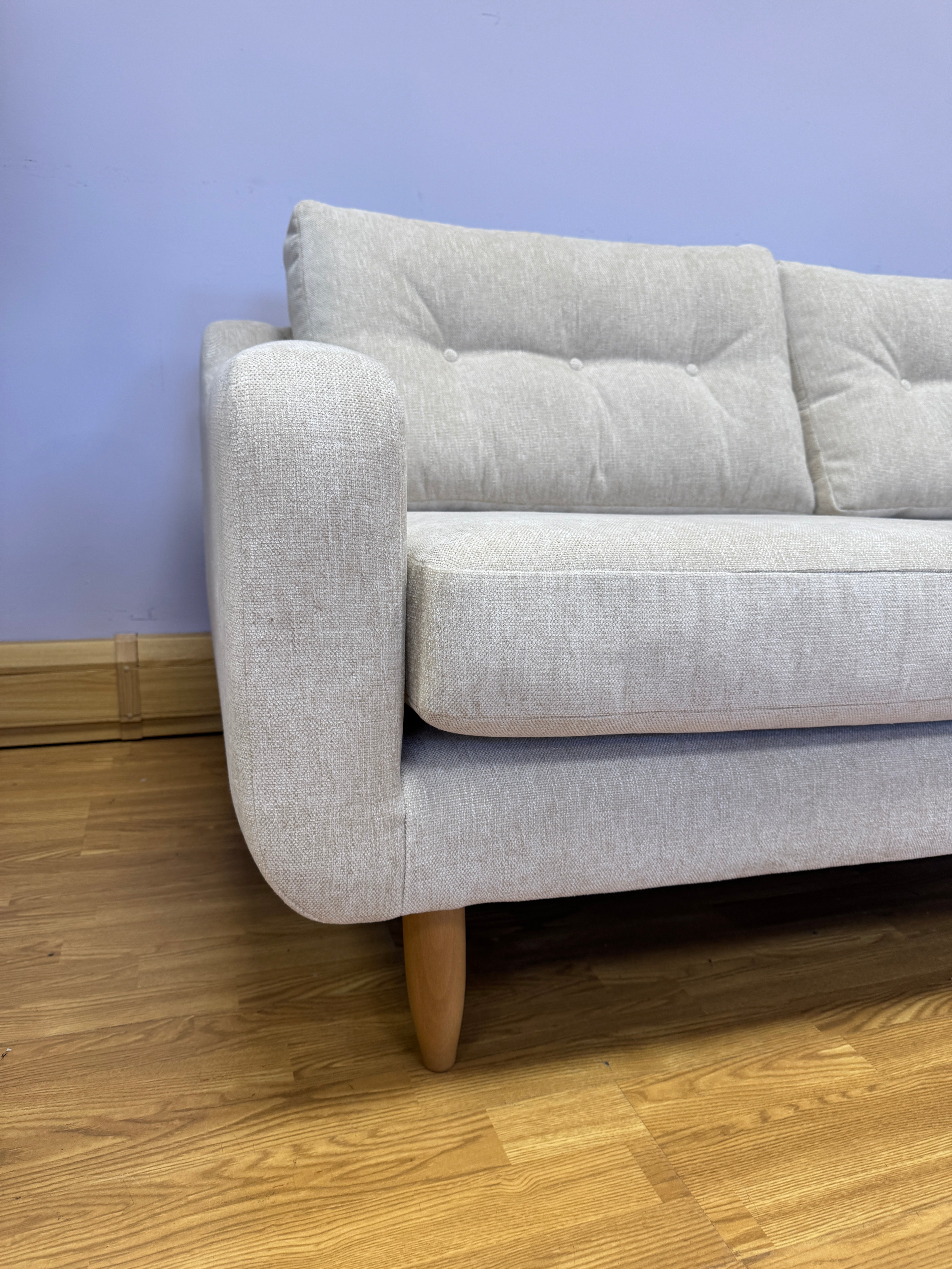 Lisbon 3 seater standard back sofa in oatmeal natural weave