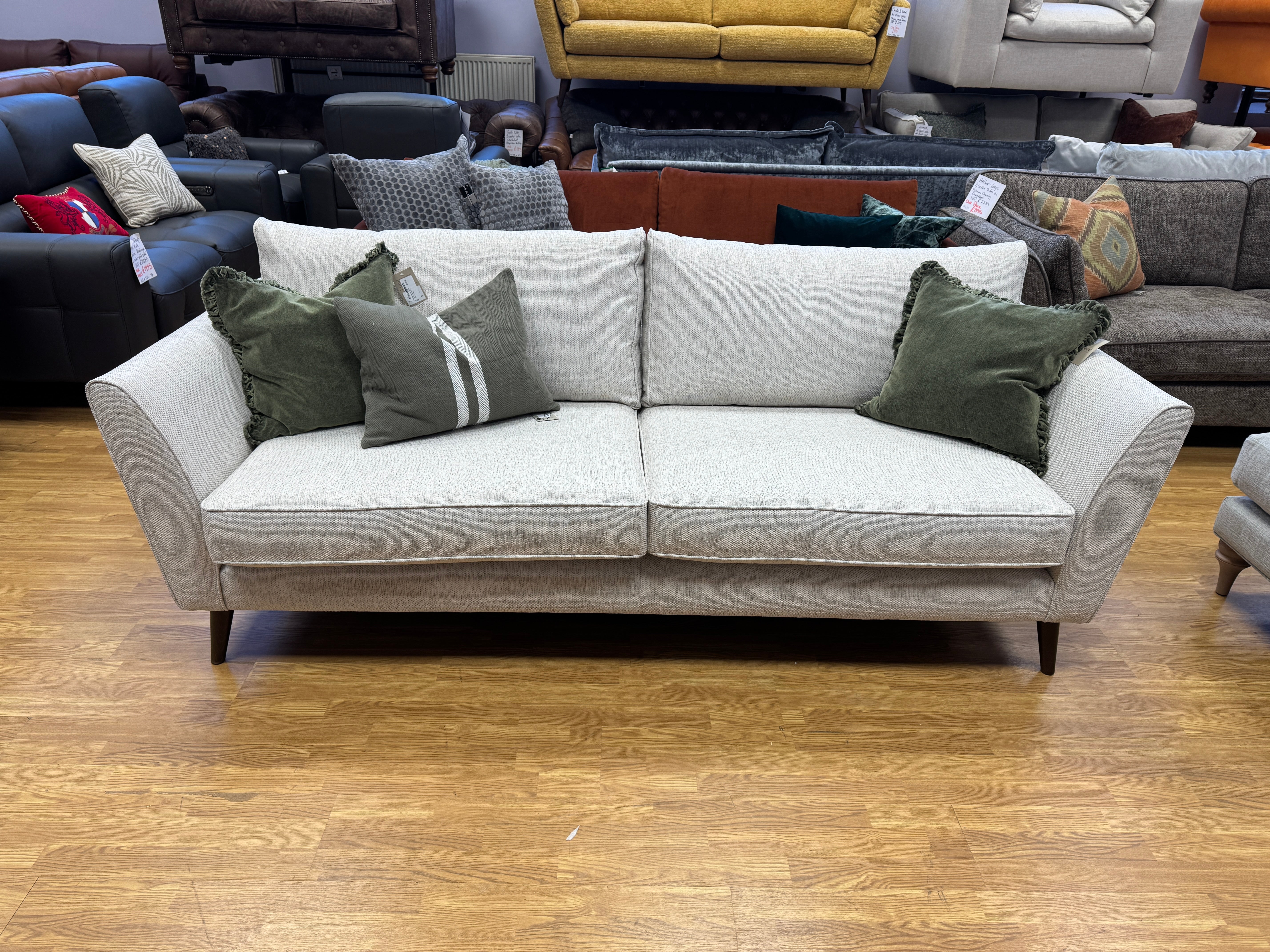 Canterbury loveseat in taupe weave fabric