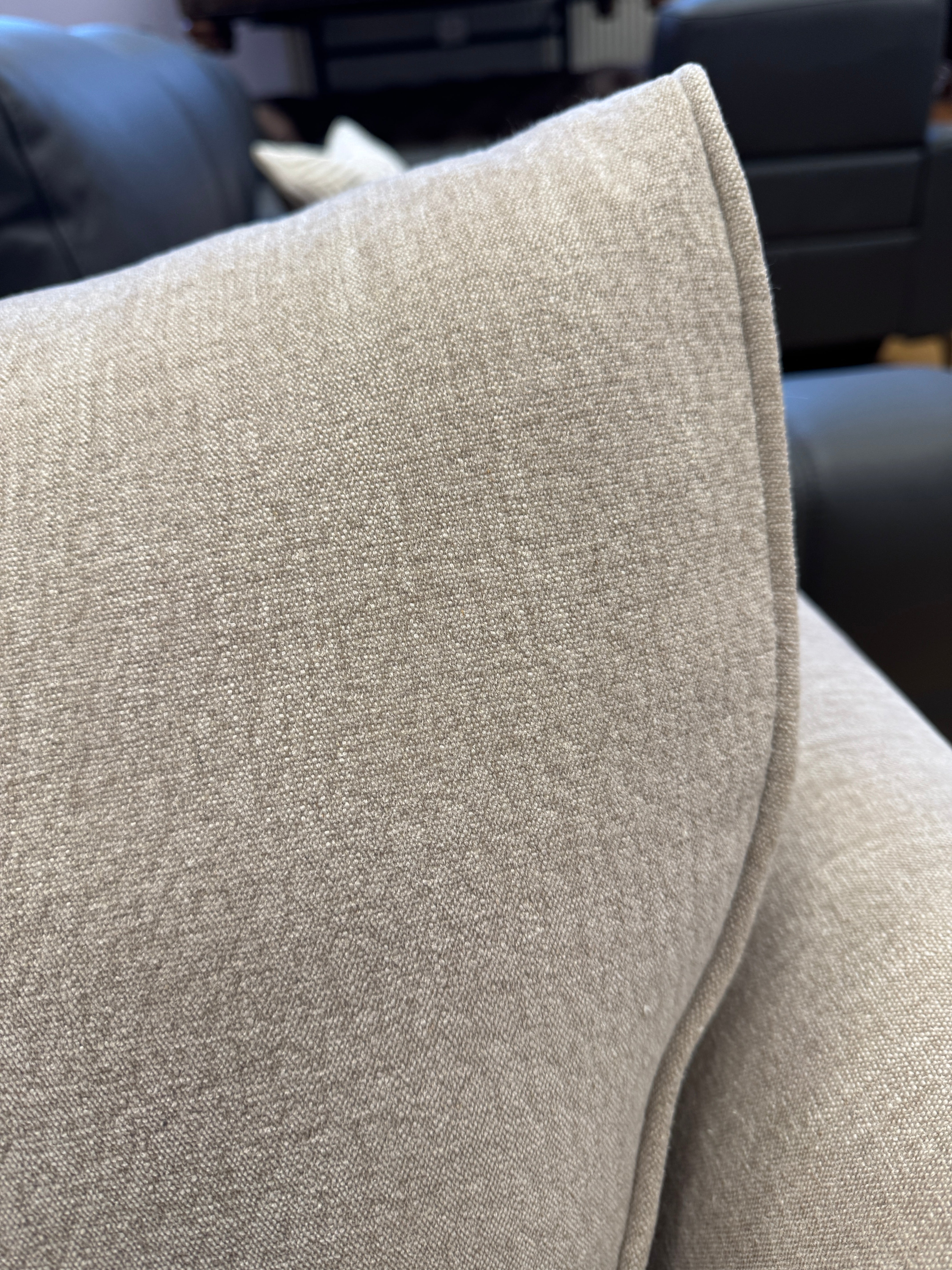 Canterbury loveseat in taupe weave fabric