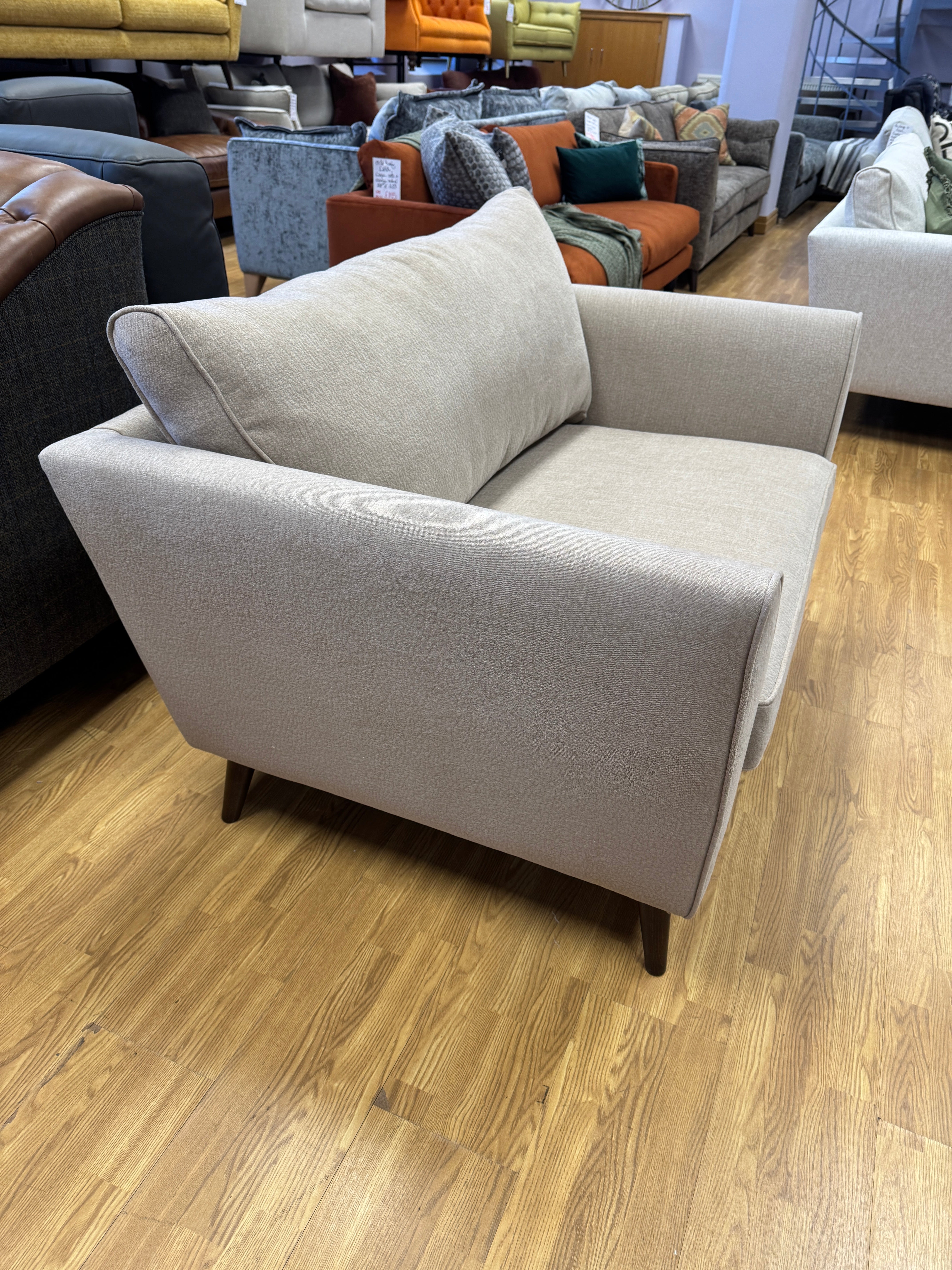 Canterbury loveseat in taupe weave fabric