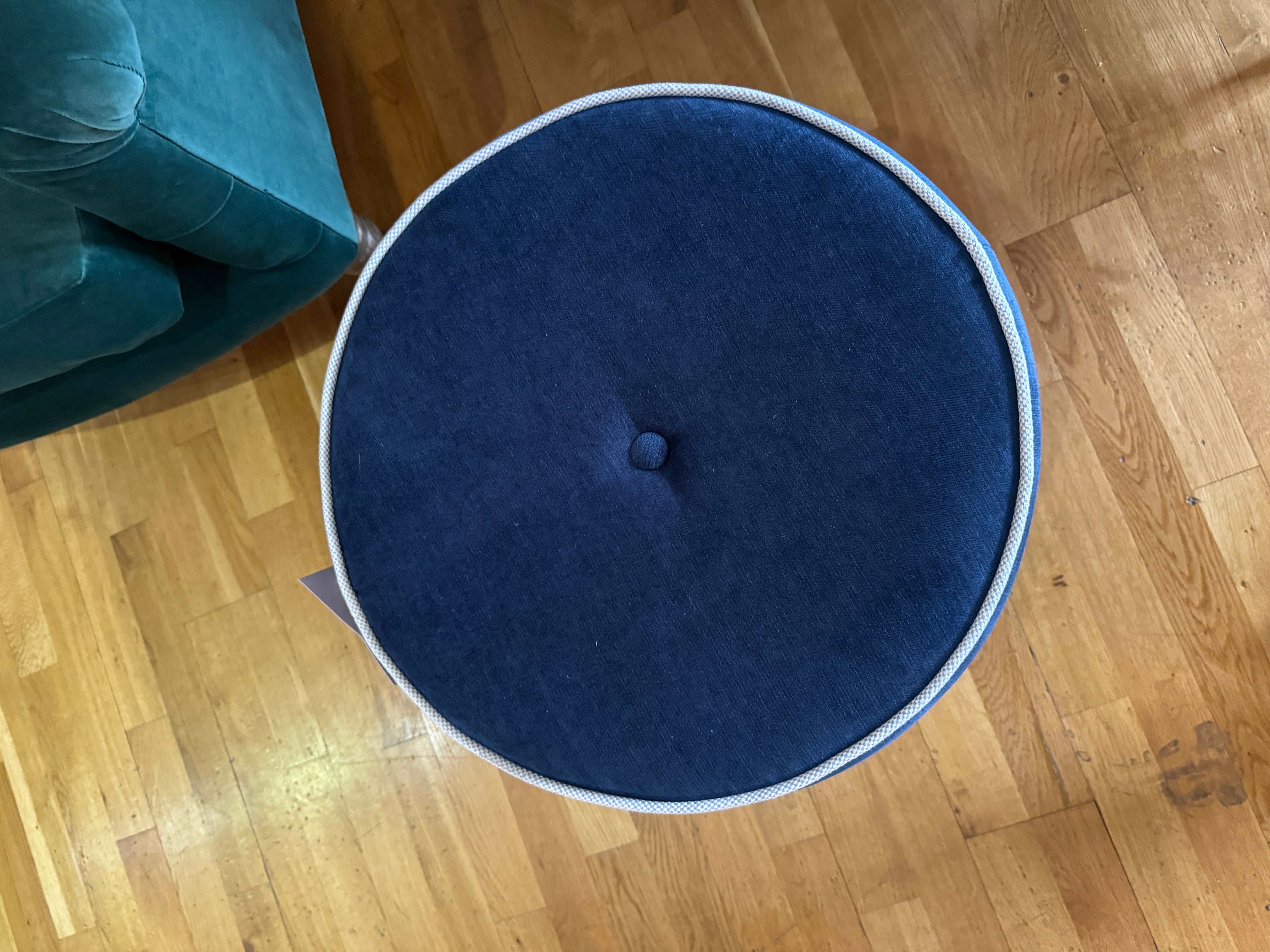 FELIX small round footstool in Royal blue smart Velvet