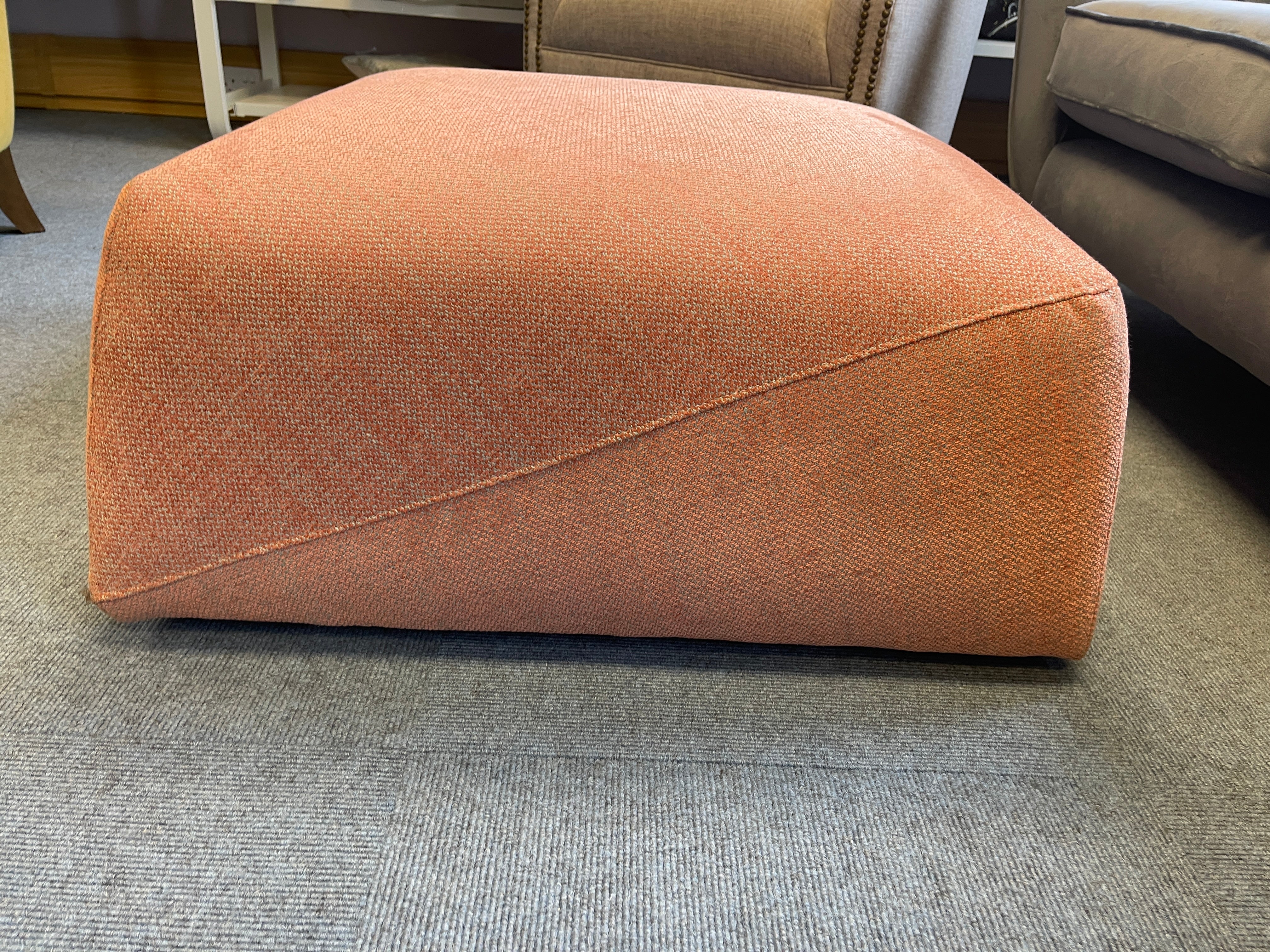 SAMPLE high square shape footstool in peach orange weave