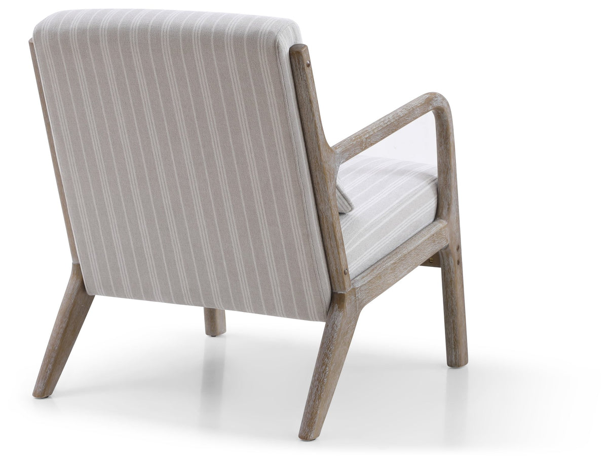Inca plain accent chair with a light washed wood frame