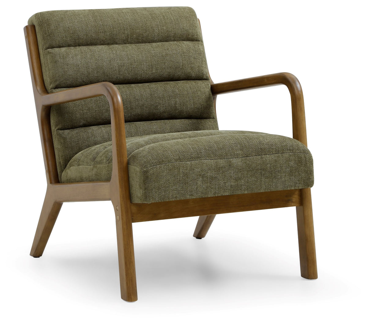 Inca ribbed accent chair with Walnut frame