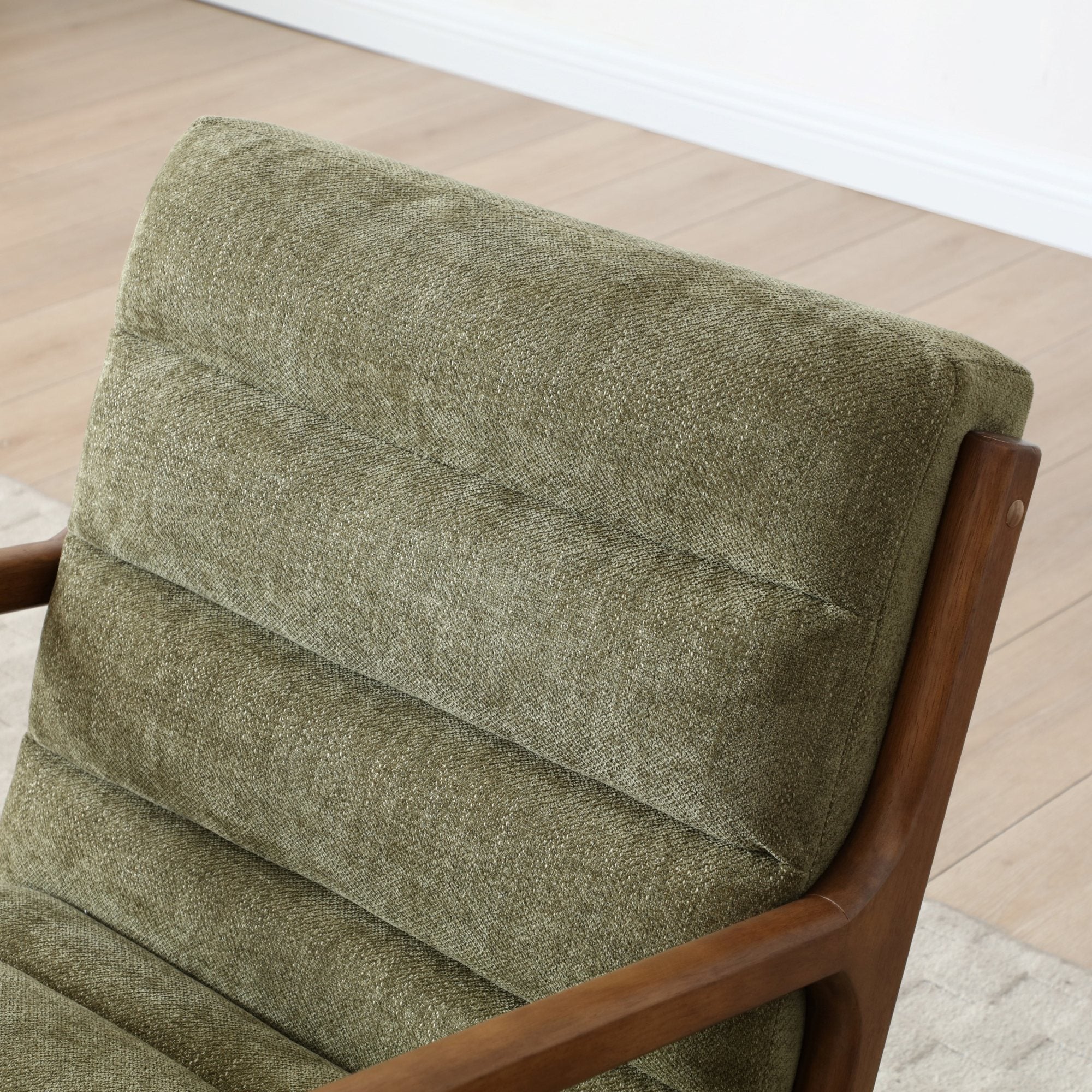 Inca ribbed accent chair with Walnut frame