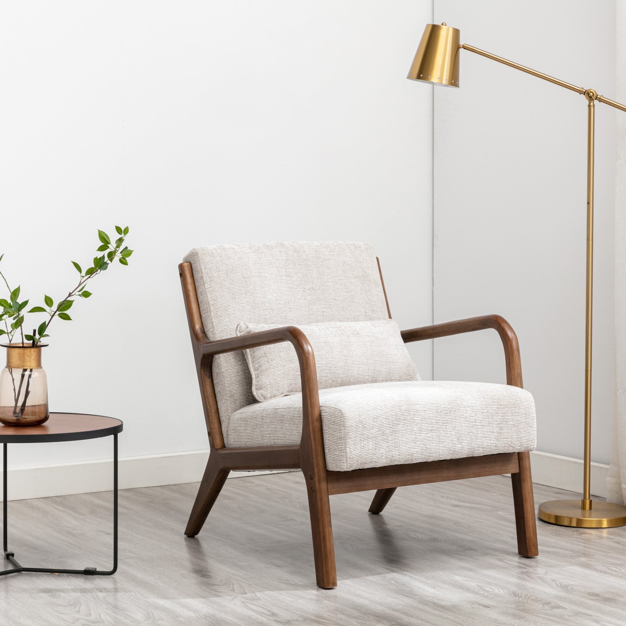 Inca plain accent chair with Walnut frame