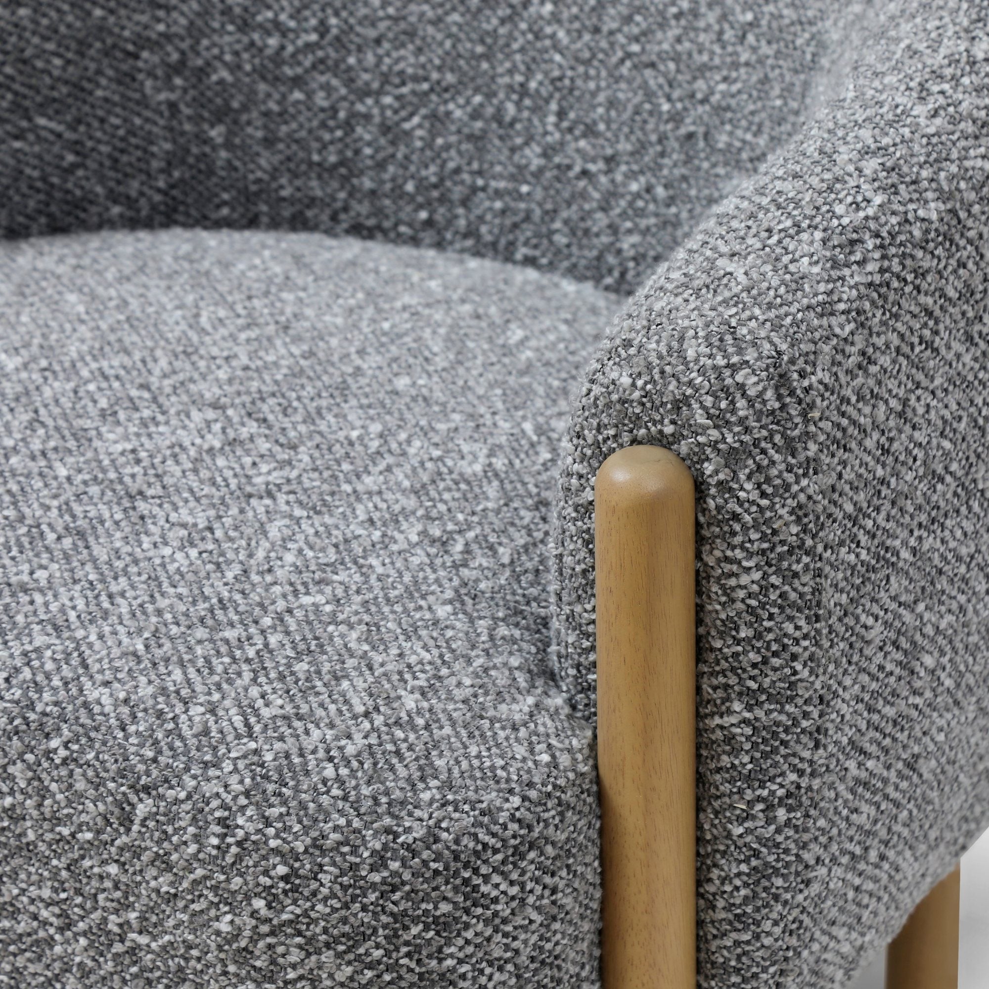 Suzie barrel style chair in Luxe boucle