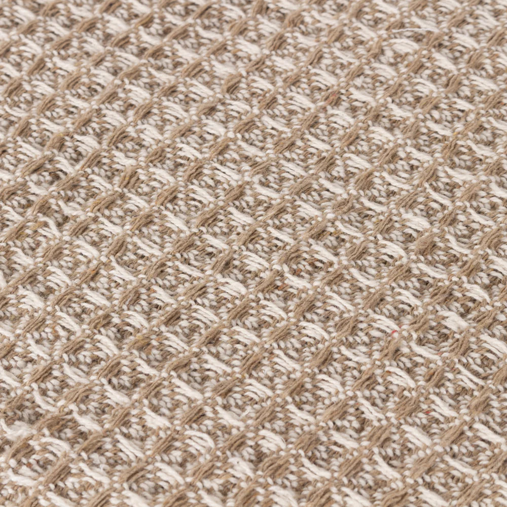 Lorne two tone waffle throw in biscuit 150 x 200cm