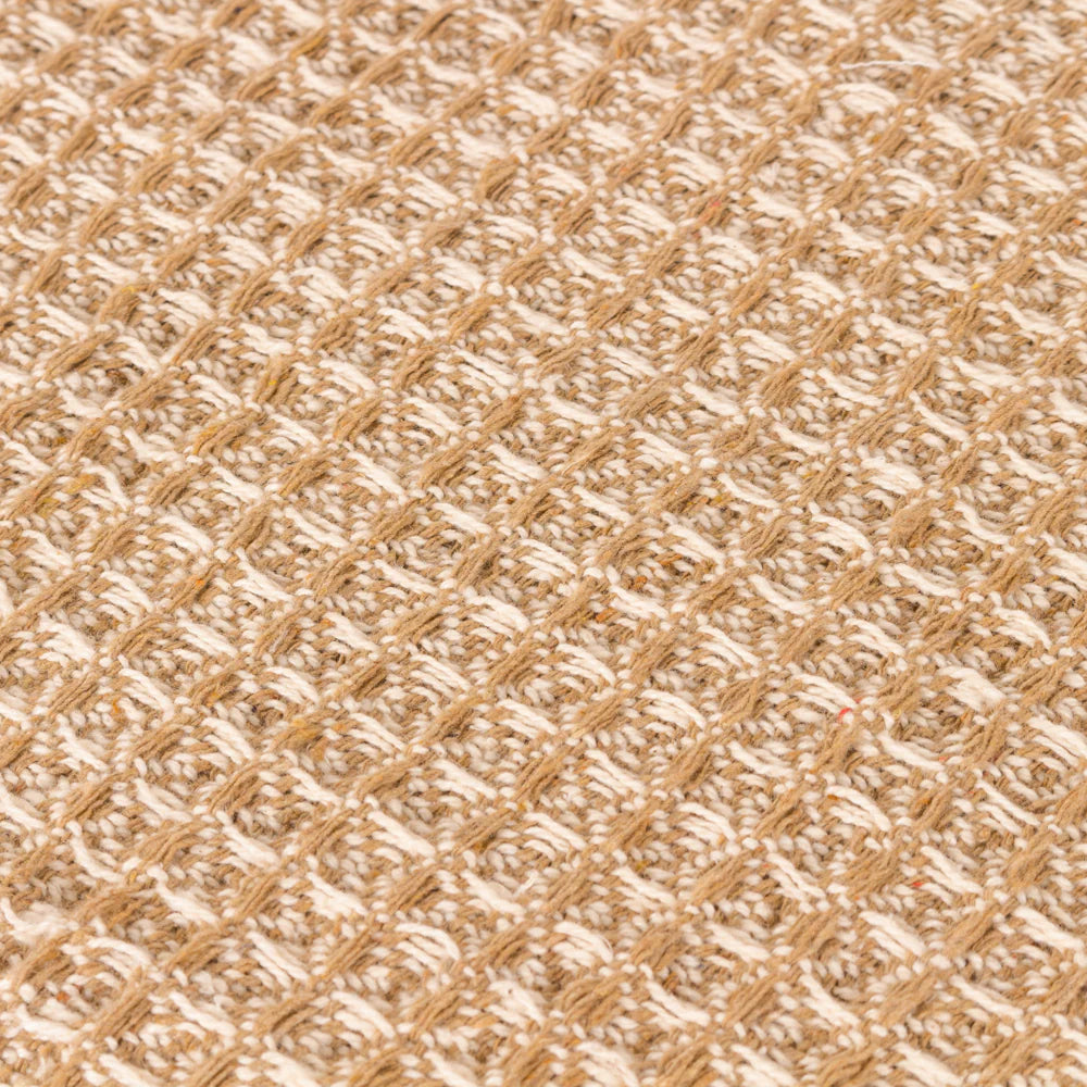 Lorne two tone waffle throw in honey 150 x 200cm