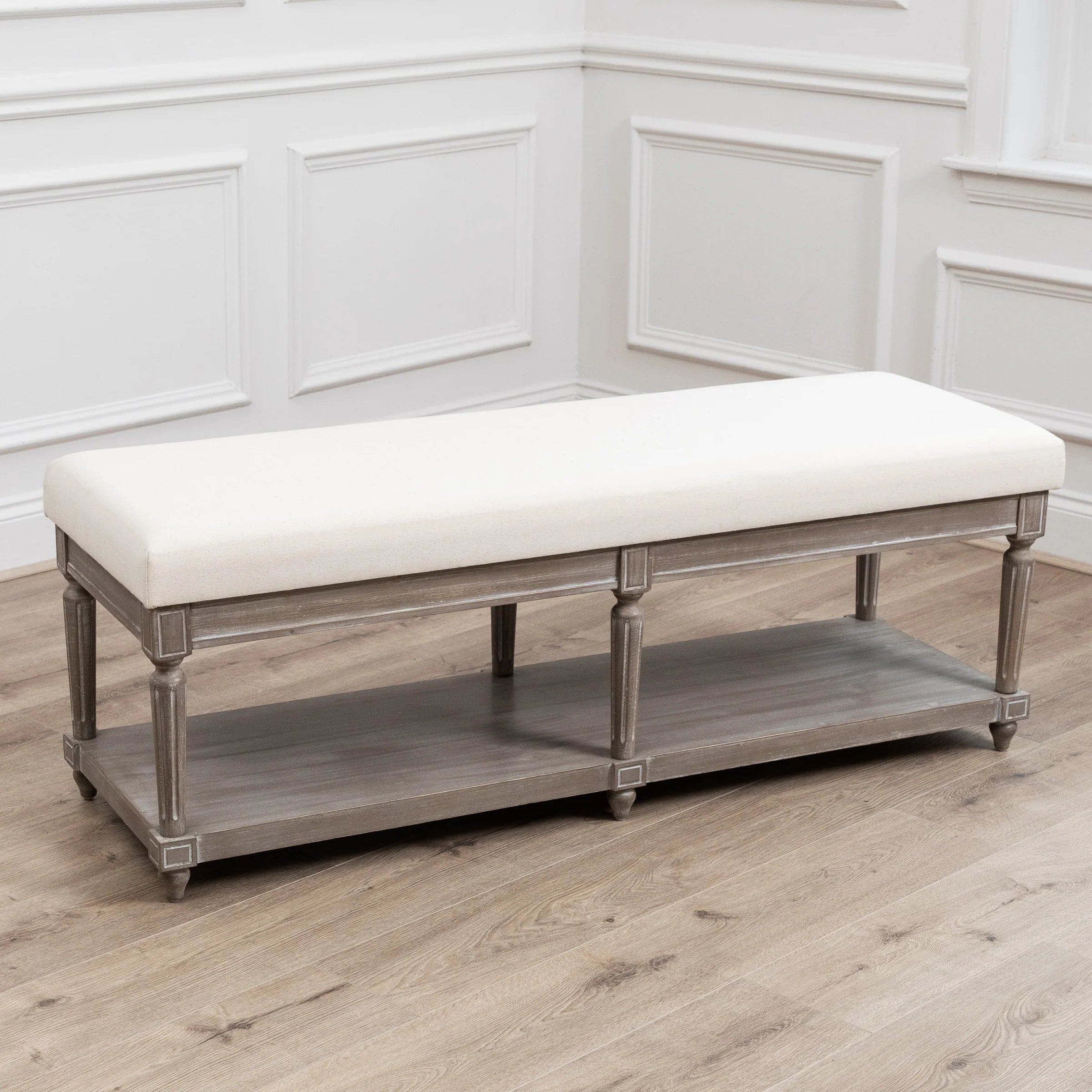 Matilda padded top bench footstool in natural