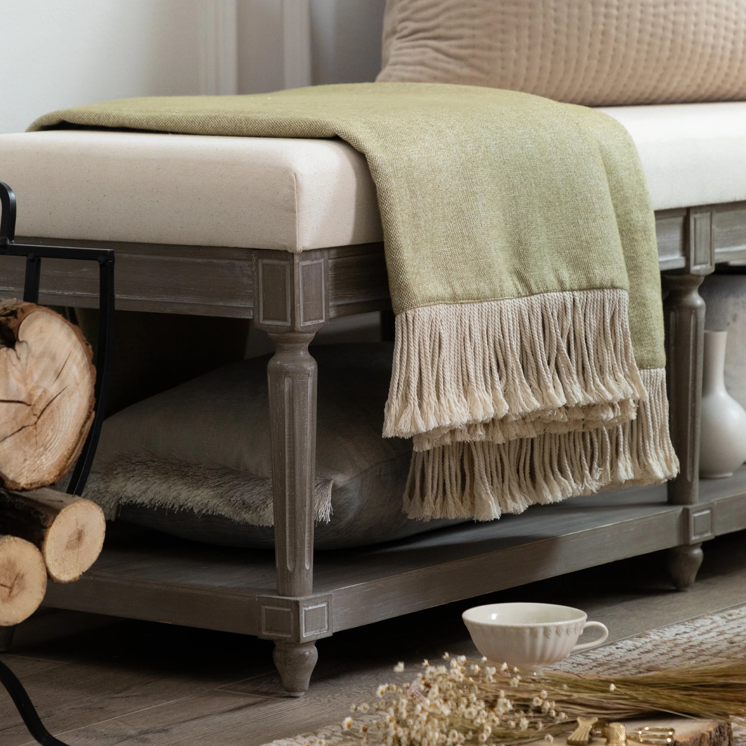 Matilda padded top bench footstool in natural