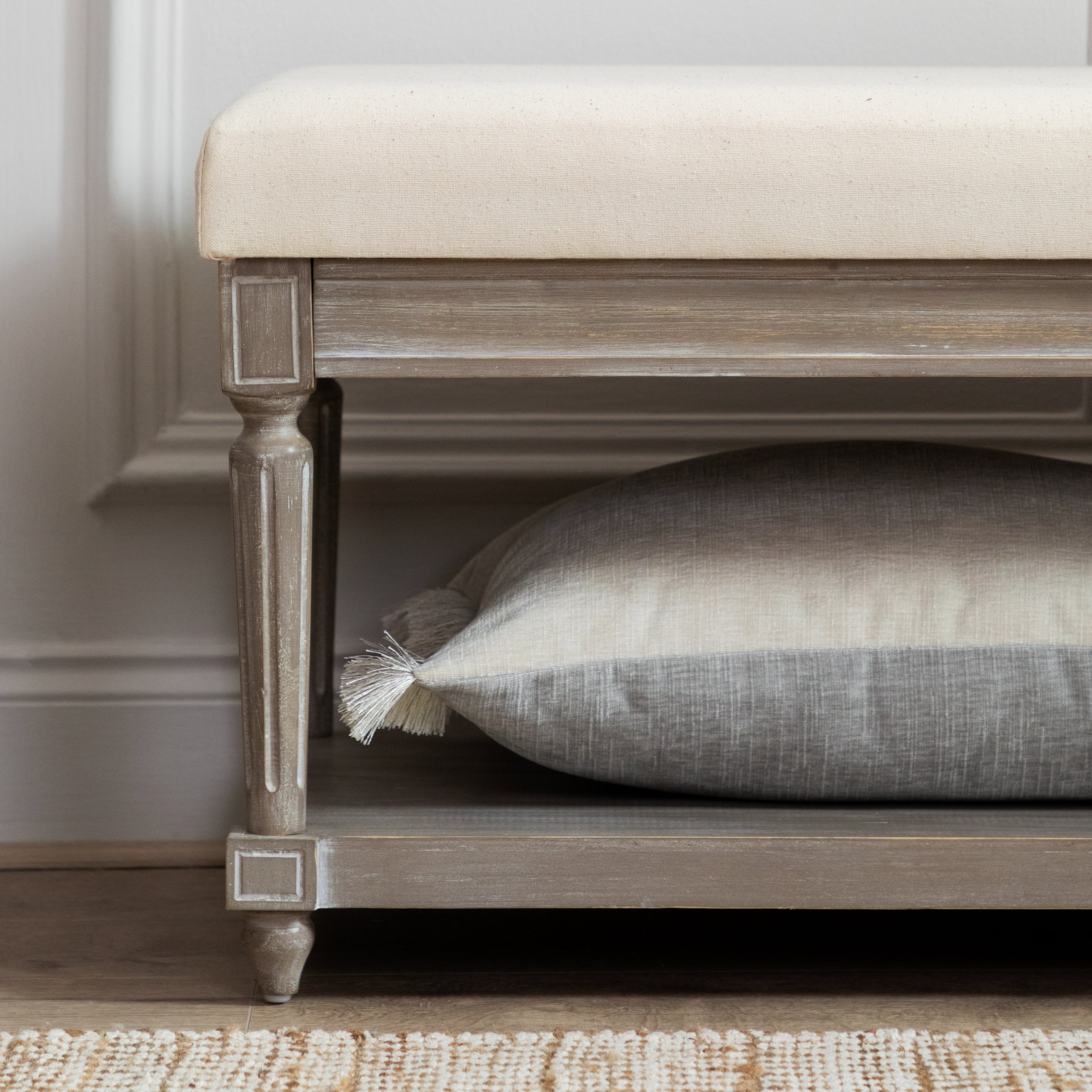 Matilda padded top bench footstool in natural