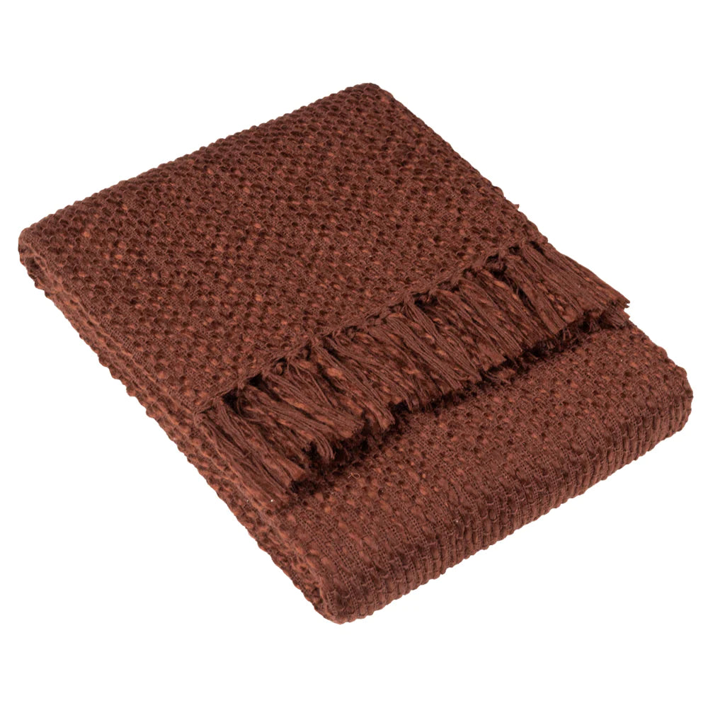 Morni woven fringe throw 130 x 180cm in Chestnut