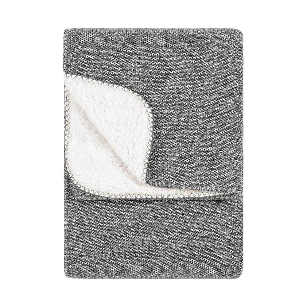 Nurrel Sherpa fleece throw 130 x 180cm in Grey