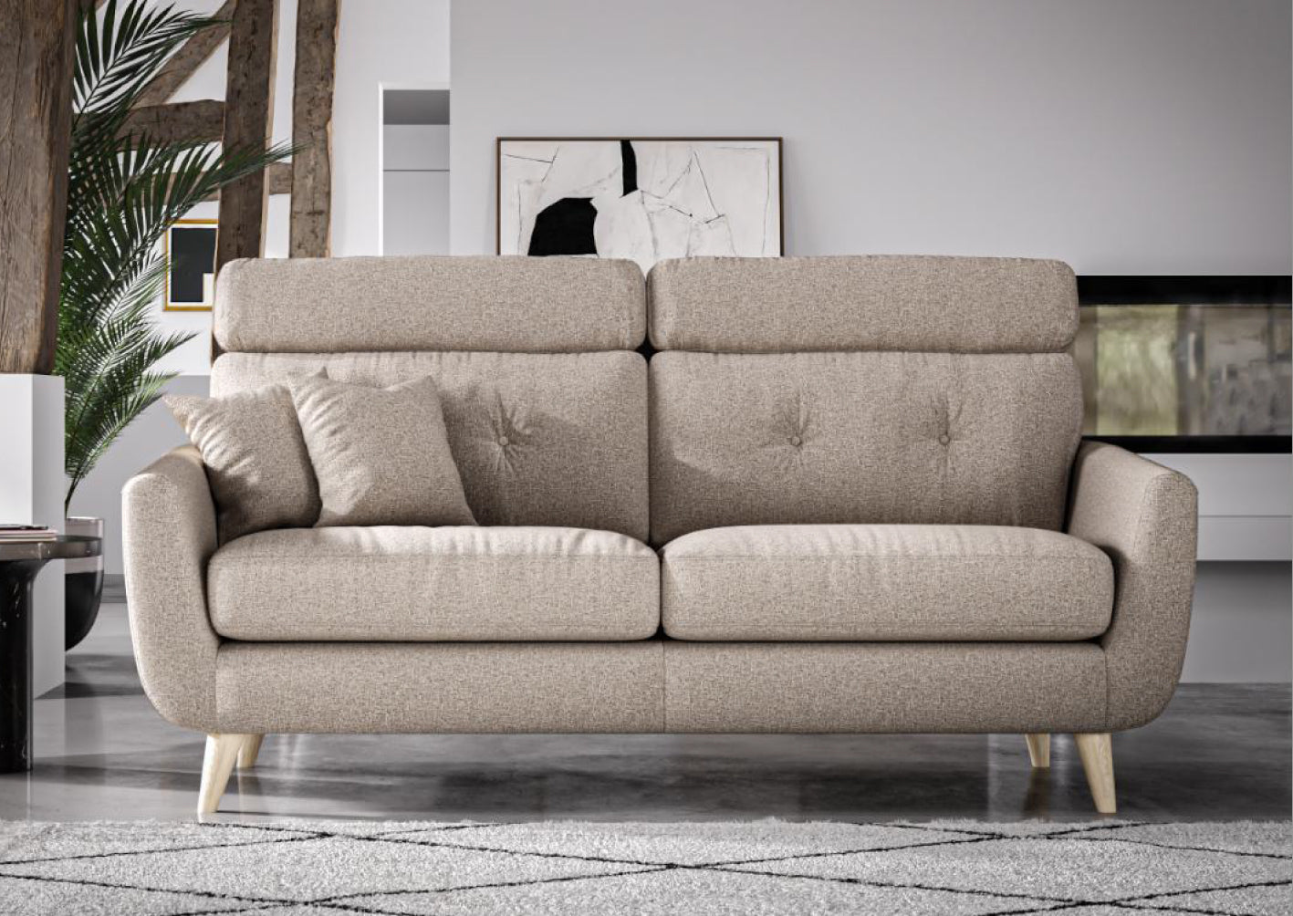 Sala high back large left or right facing chaise sofa