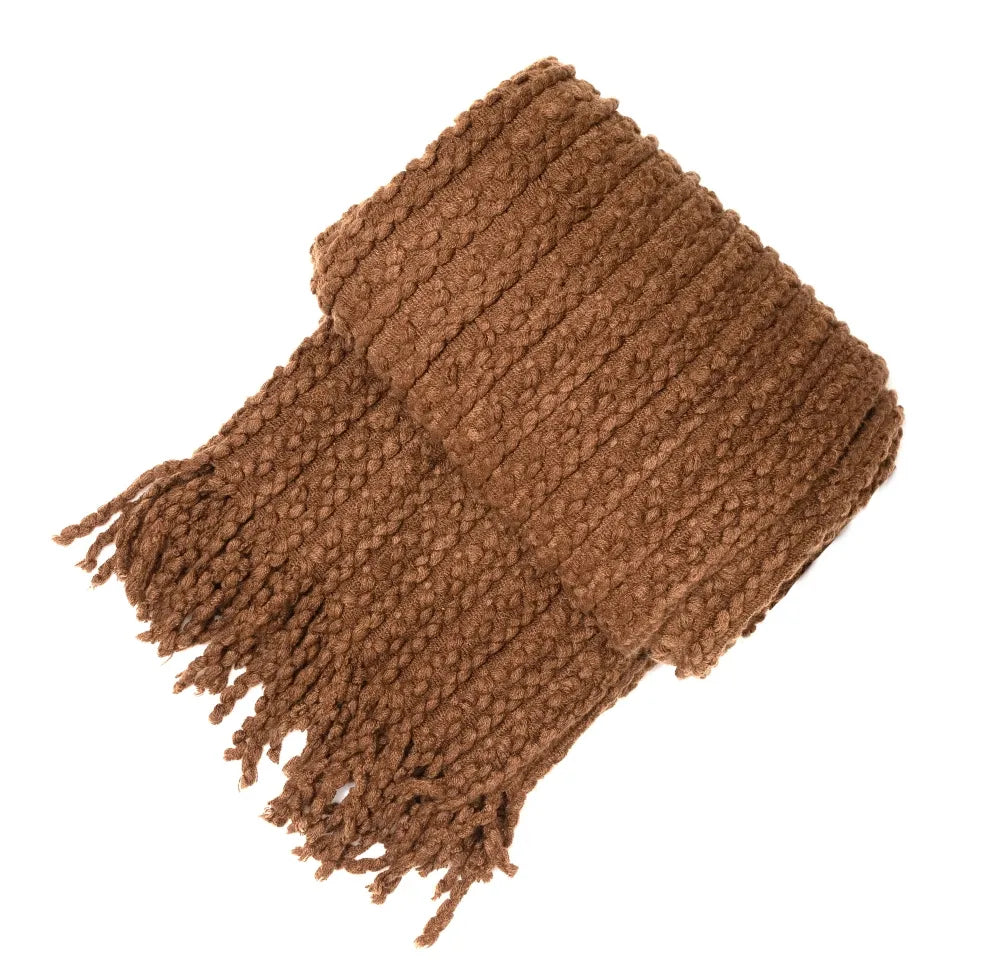 Brixton chunky barley twist plain throw 130 x 180cm in Chocolate