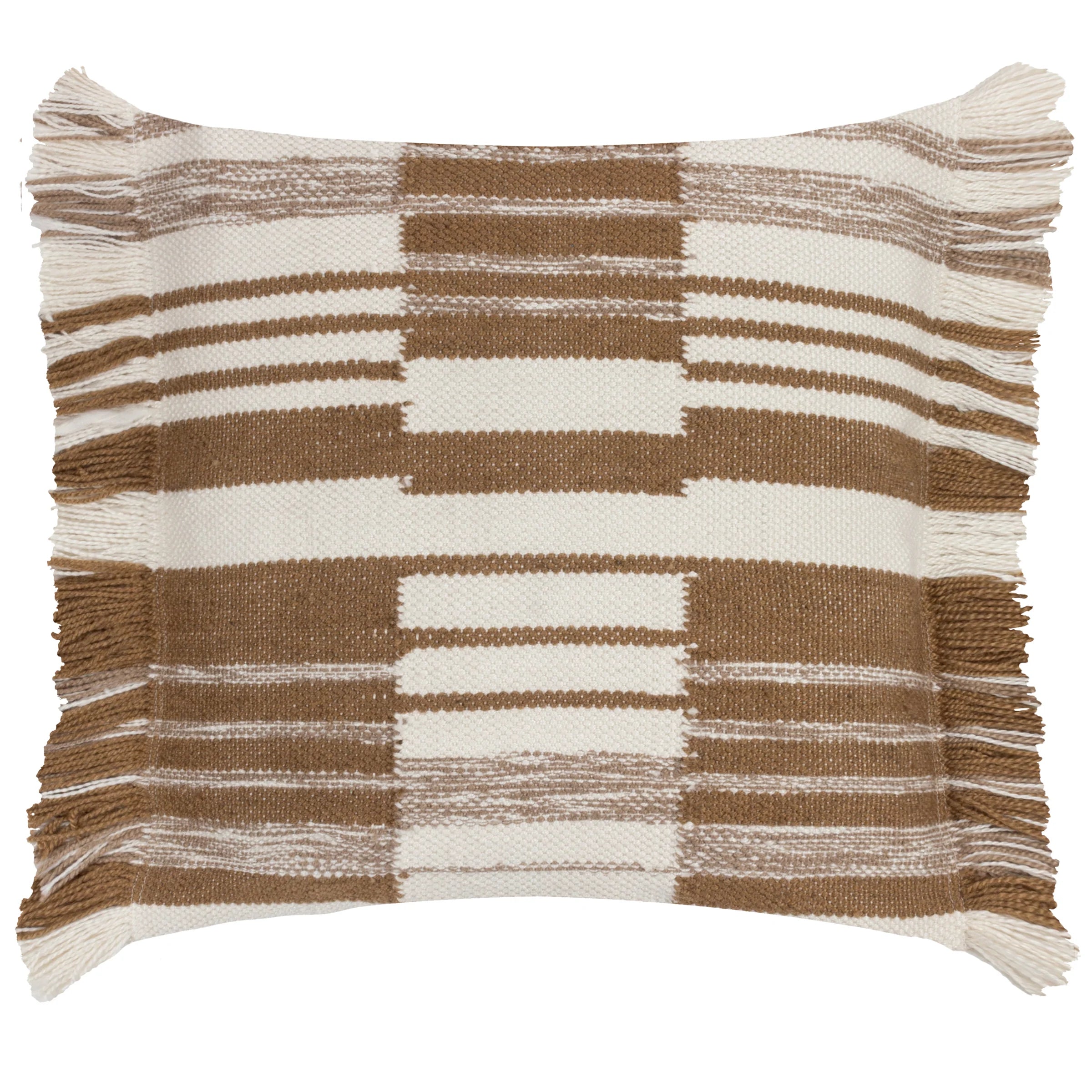 Torode woven fabric cushion with fringe edge in Baked Earth 45 x 45cm