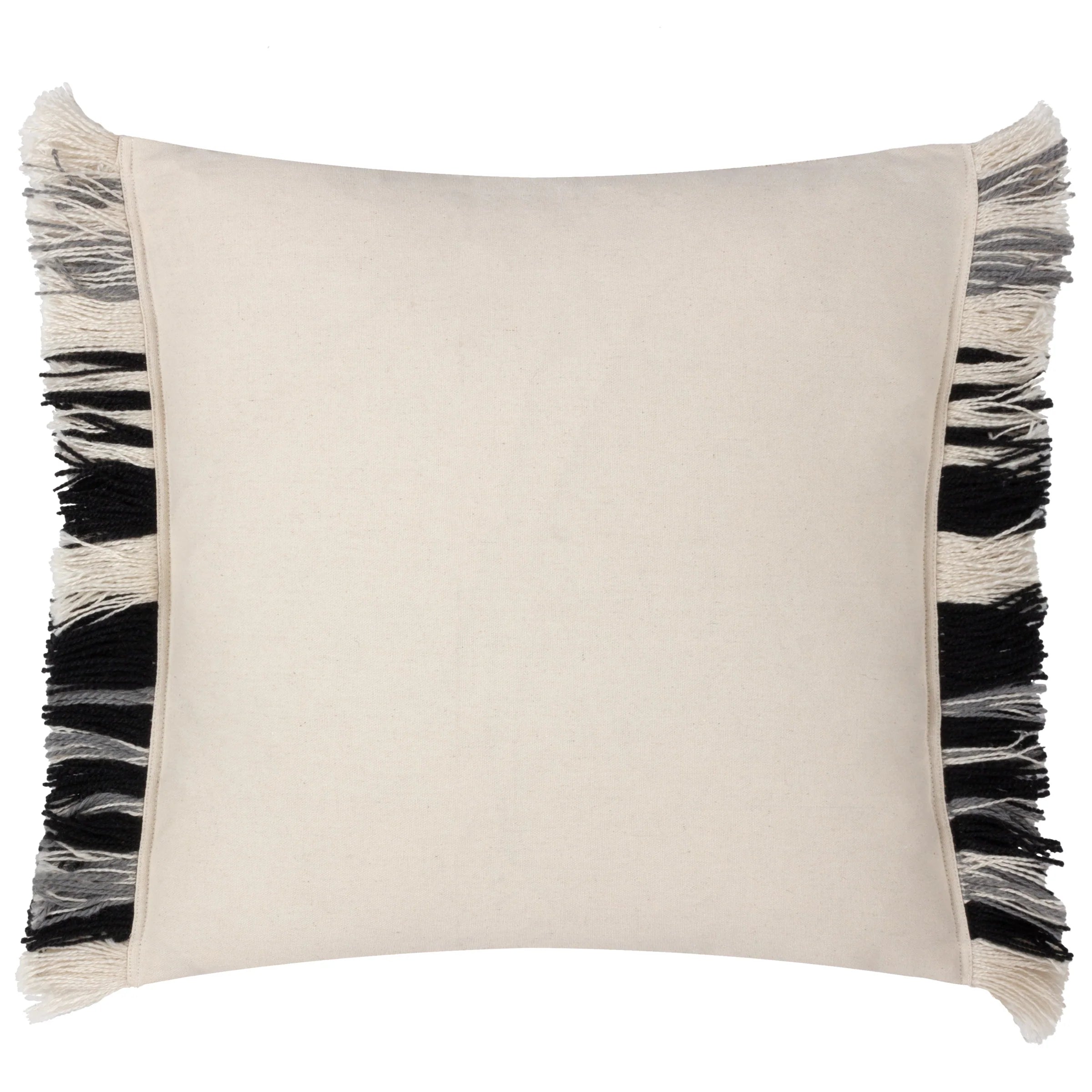 Torode woven fabric cushion with fringe edge in Black 45 x 45cm