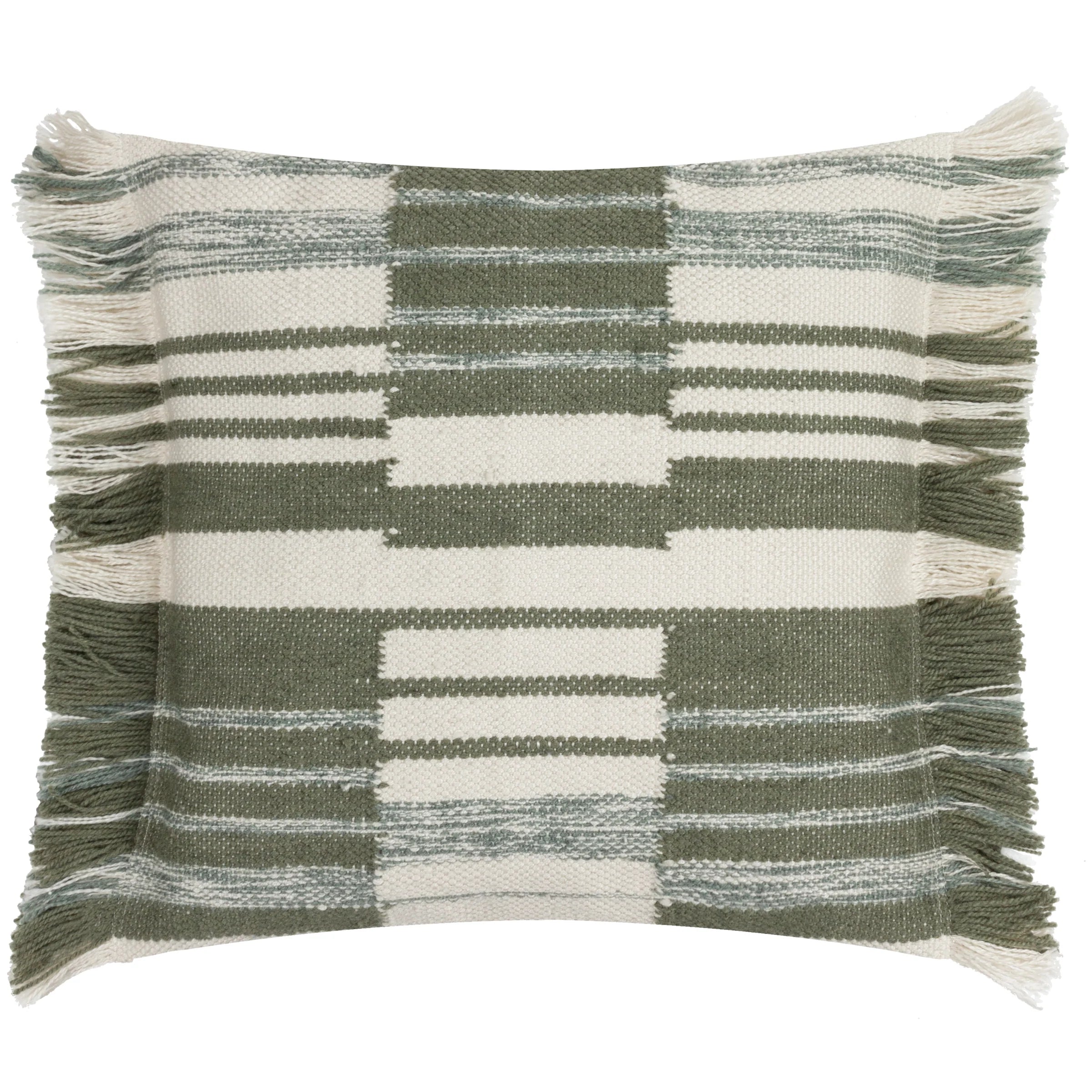 Torode woven fabric cushion with fringe edge in Sage 45 x 45cm